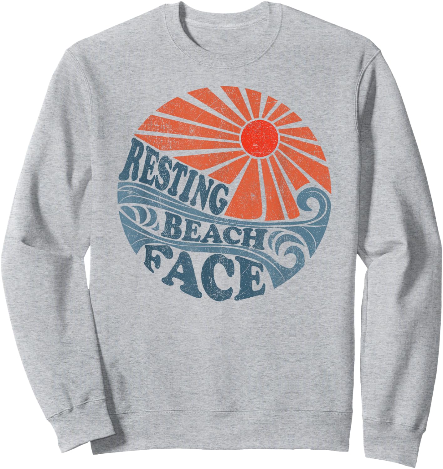 Vintage Resting Beach Face Funny Retro 70's Vacation Women's Sweatshirt - Sweatshirt | Ash