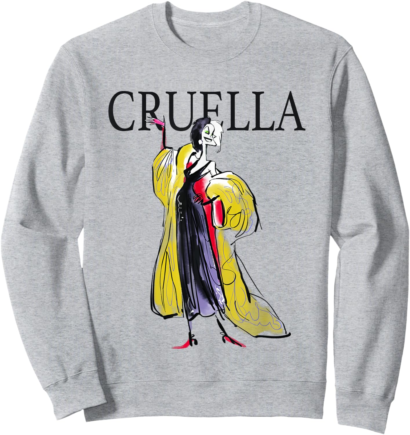 Disney 101 Dalmatians Cruella de Vil Sassy Retro Sketch Sweatshirt - Sweatshirt | Ash
