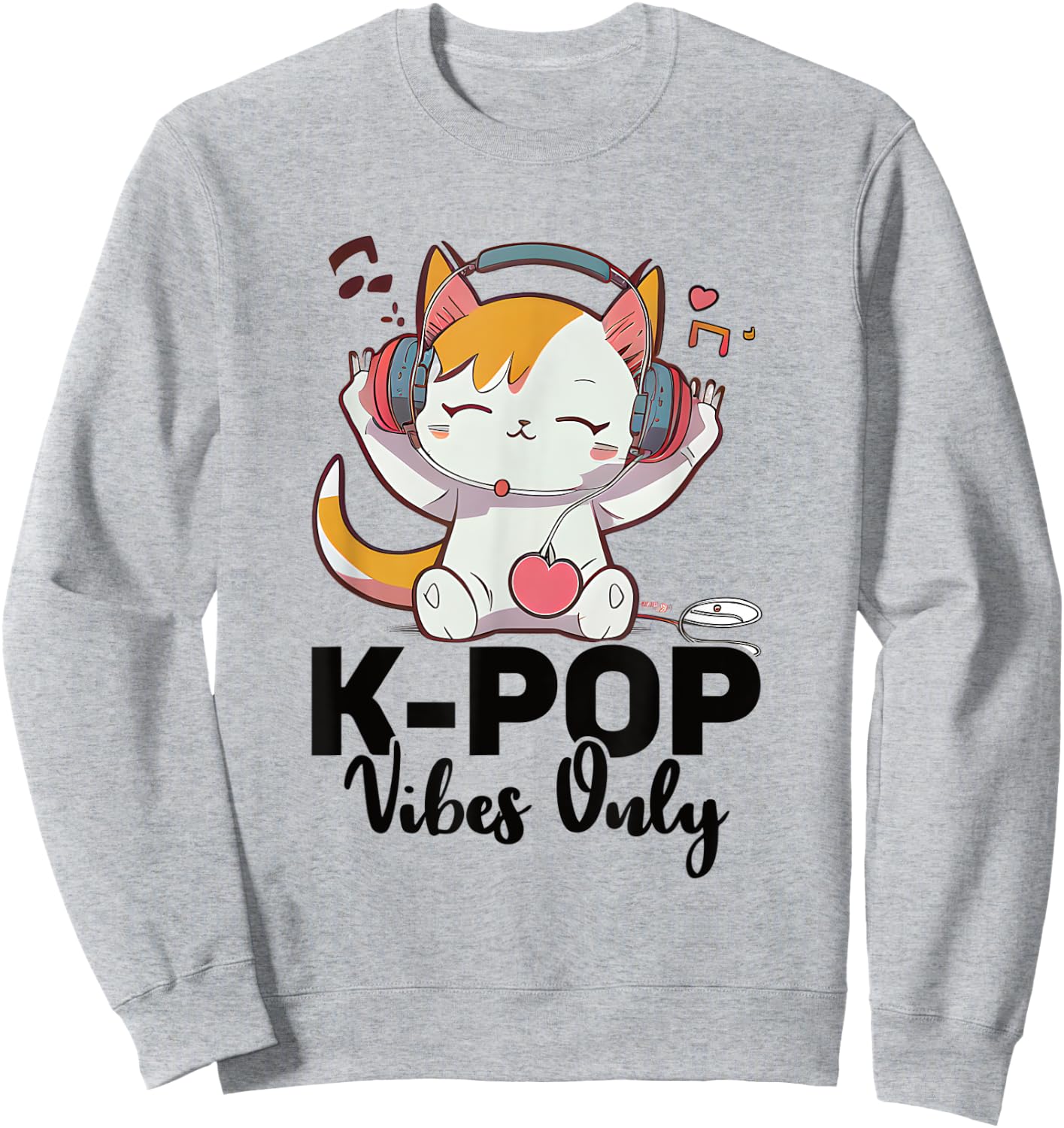 Kpop Vibes Only Merchandise Cat K-Pop Fashion Fangirls Sweatshirt - Sweatshirt | Ash
