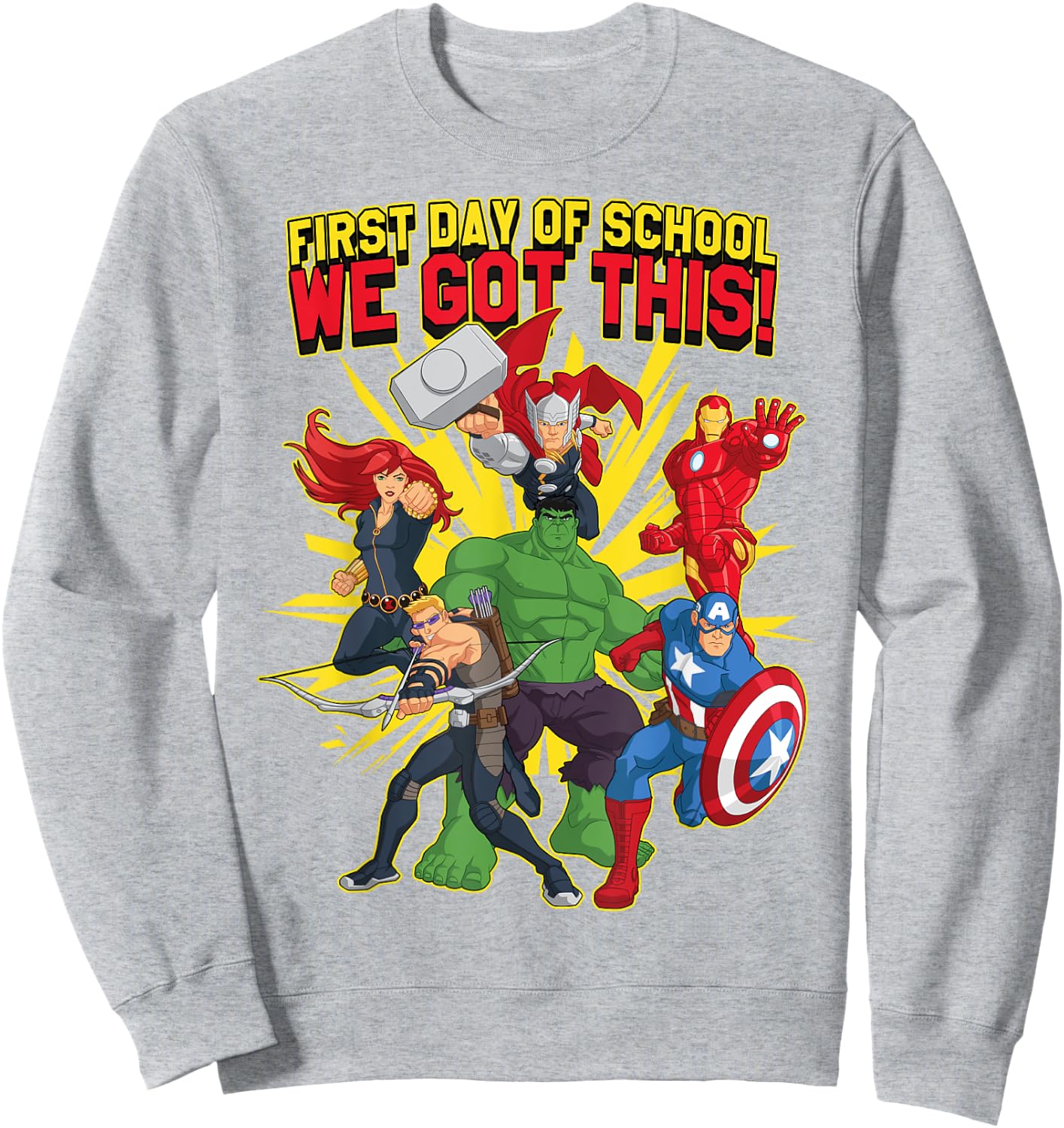 Marvel Avengers First Day Of School Text Sweatshirt - Sweatshirt | Ash