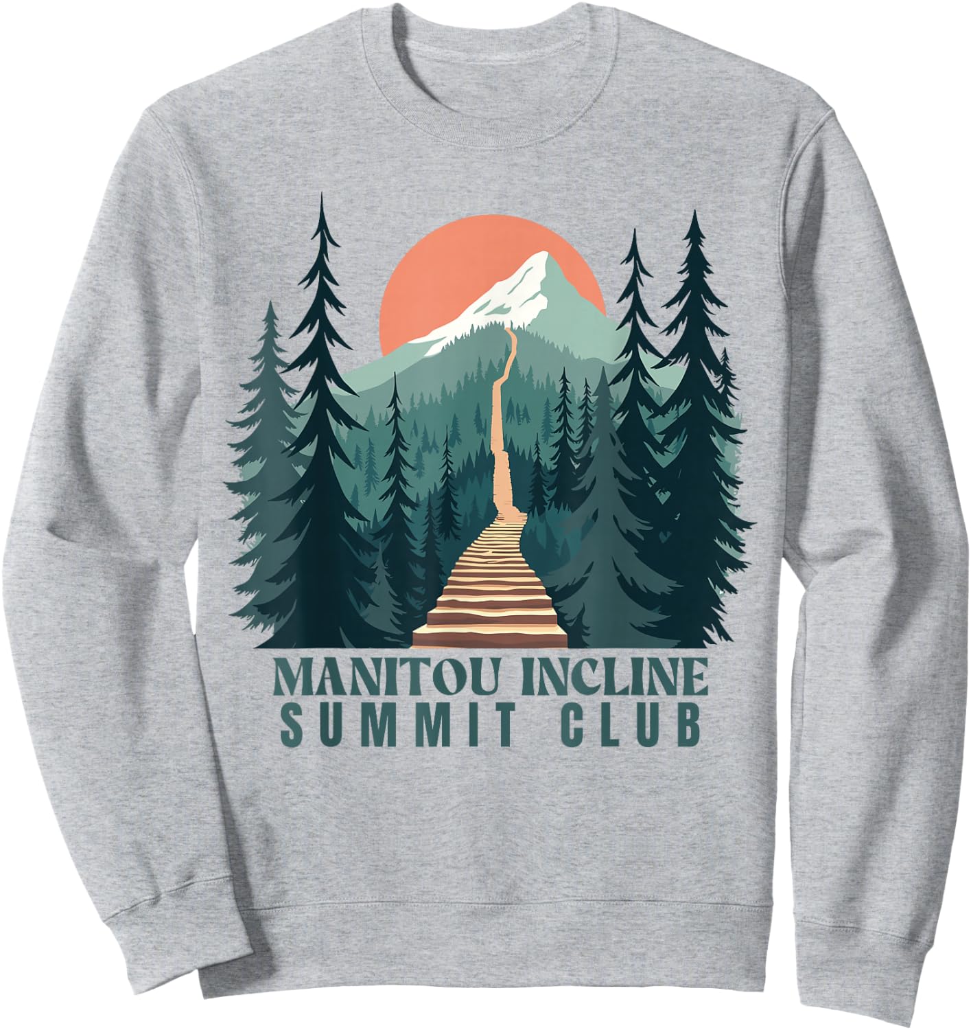 Manitou Incline Summit Club, Hiking Manitou Incline Sweatshirt - Sweatshirt | Ash