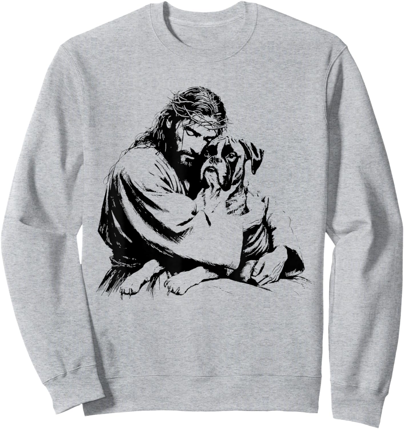 Jesus Boxer Dog - Funny Christian Religious Dog Lover Women Girls Kids Sweatshirt - Sweatshirt | Ash
