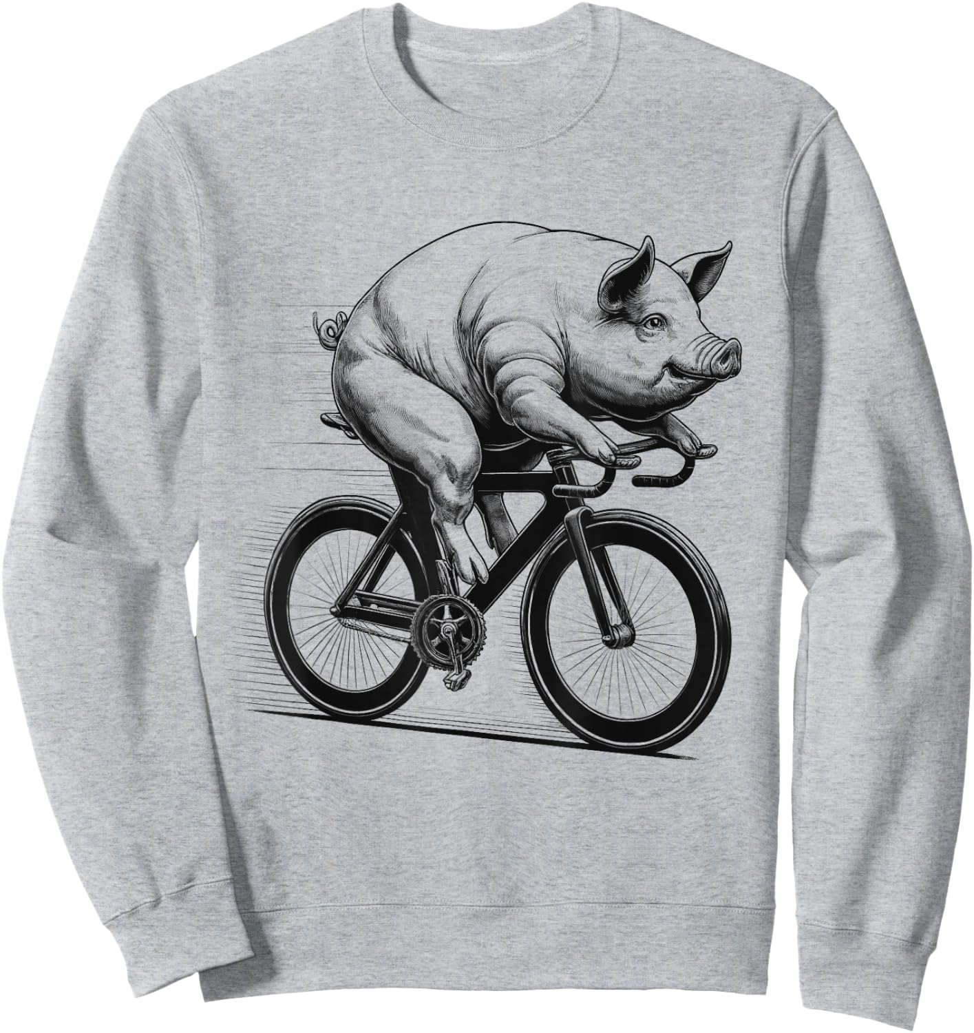 Pig Riding Bike Biker Bicycle Lover Biking Sweatshirt - Sweatshirt | Ash