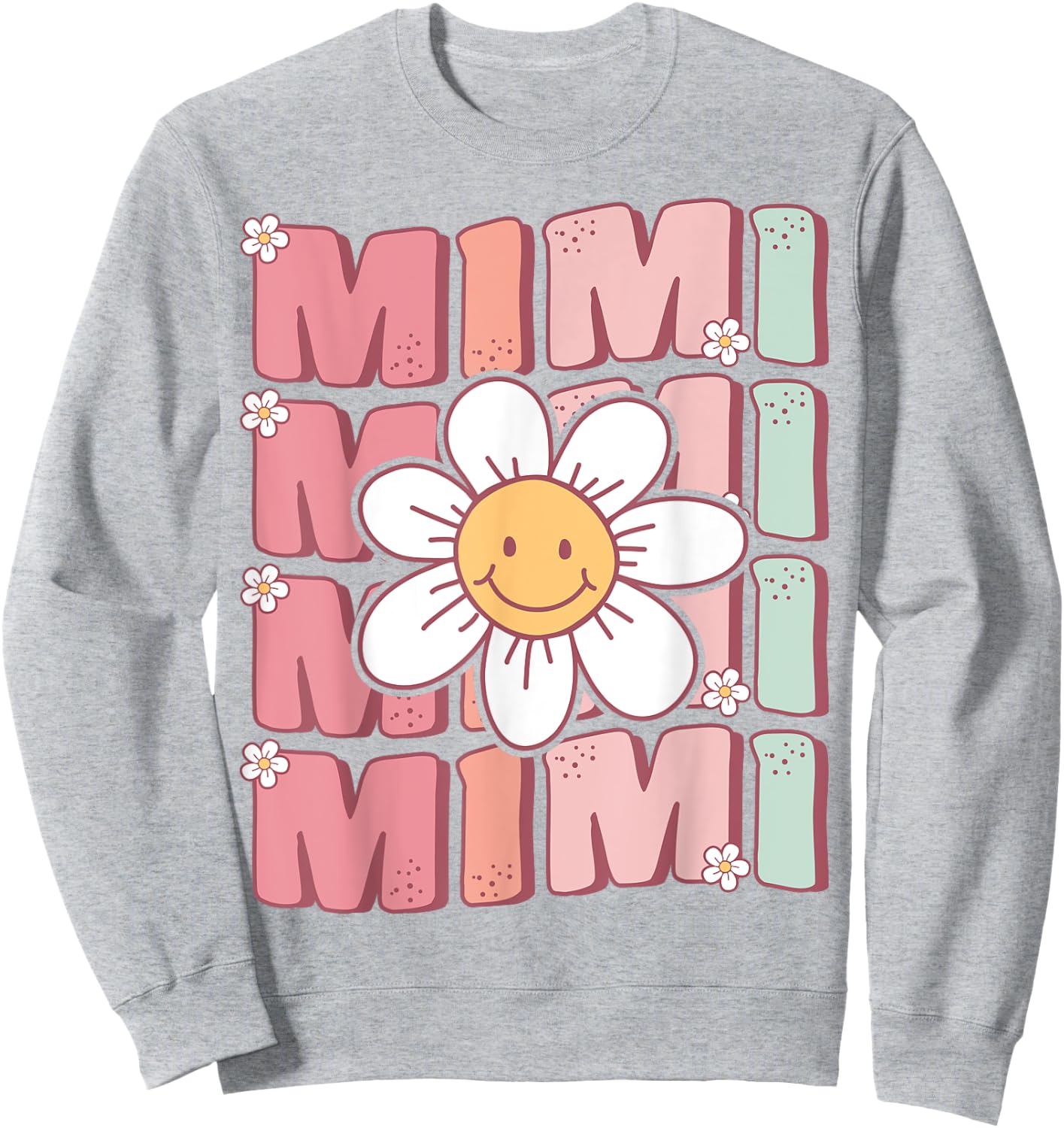 Cute Groovy Mimi 70s Family Birthday Party Daisy Flower Sweatshirt - Sweatshirt | Ash