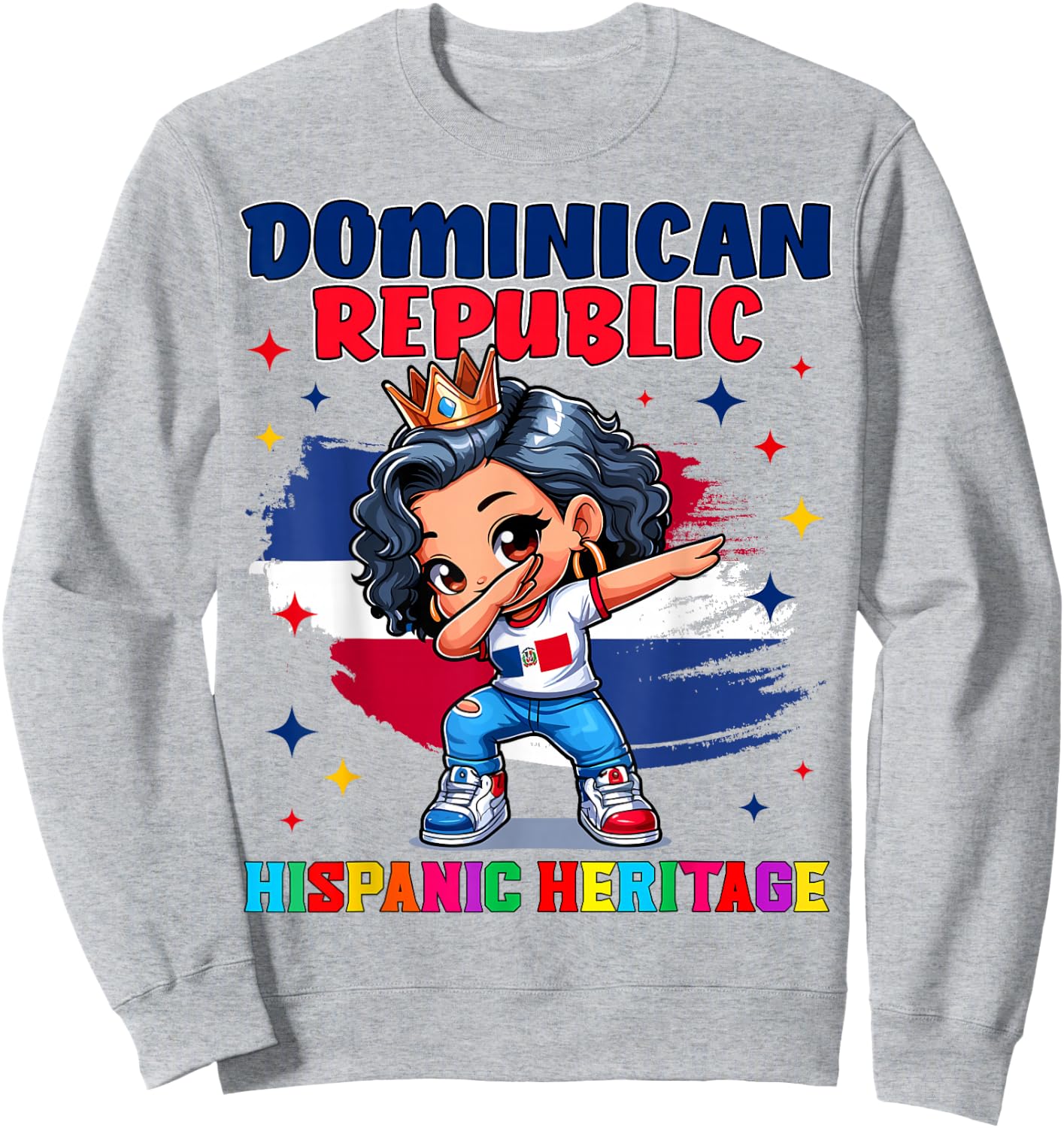 Dominican Republic Girl Hispanic Heritage Celebration Kids Sweatshirt - Sweatshirt | Ash