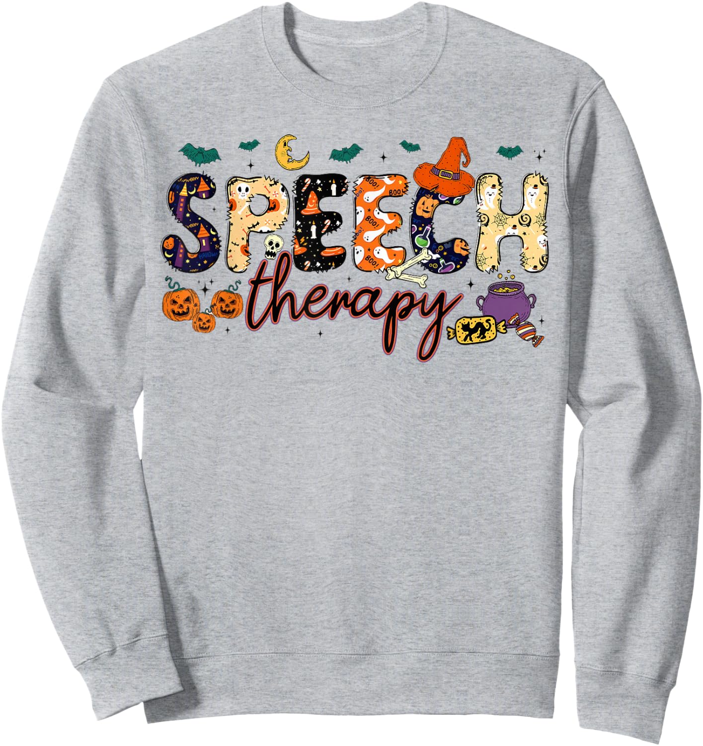 SLP Speech Language Pathologist Speech Therapist Halloween Sweatshirt - Sweatshirt | Ash