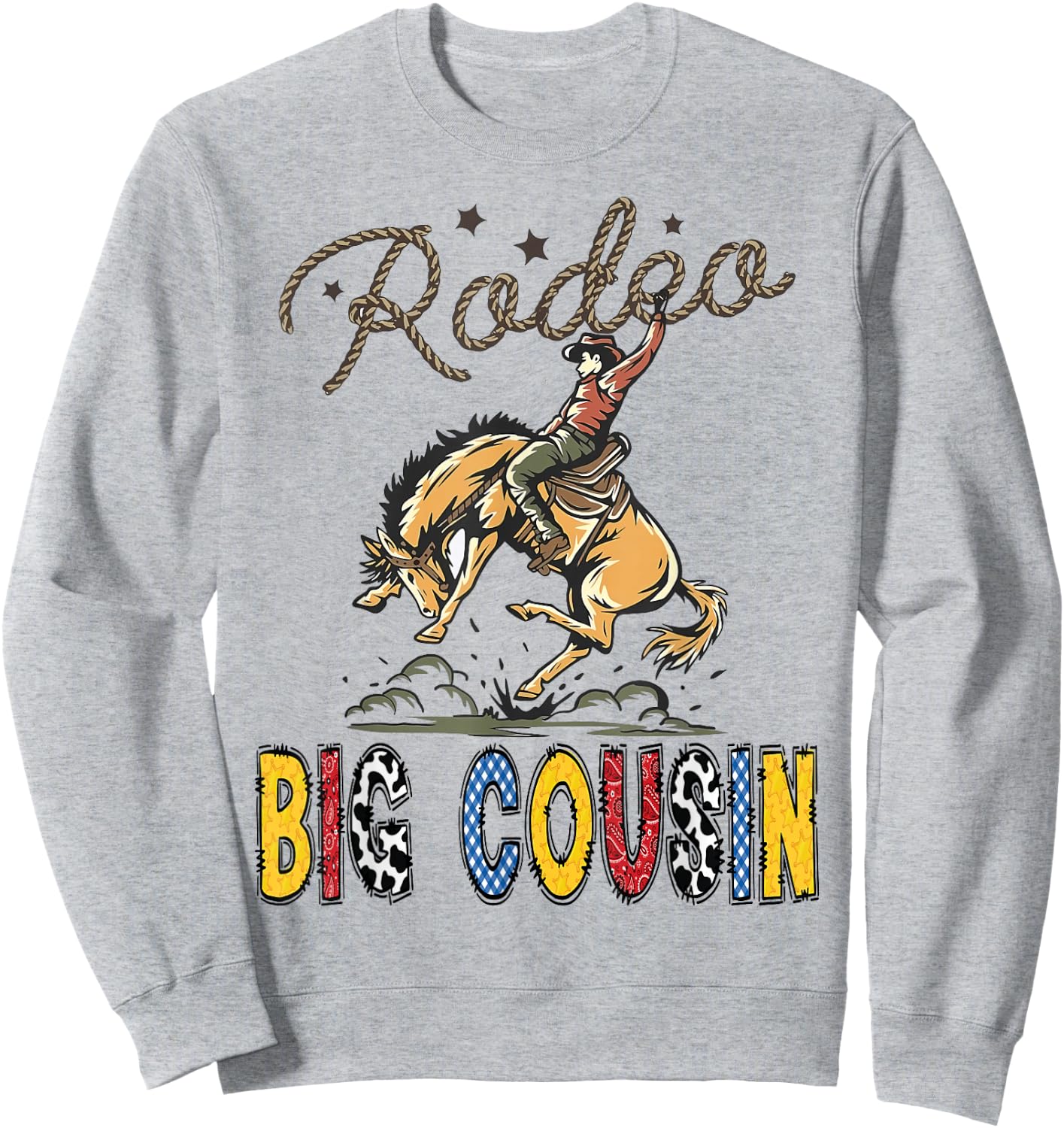 Rodeo Big Cousin Cowboy Cowgirl Birthday Kids Matching Sweatshirt - Sweatshirt | Ash