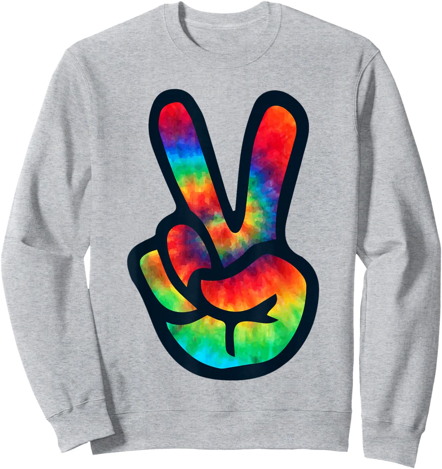 Peace Sign Hand Tie Dye | Hippies Christmas V Sweatshirt - Sweatshirt | Ash