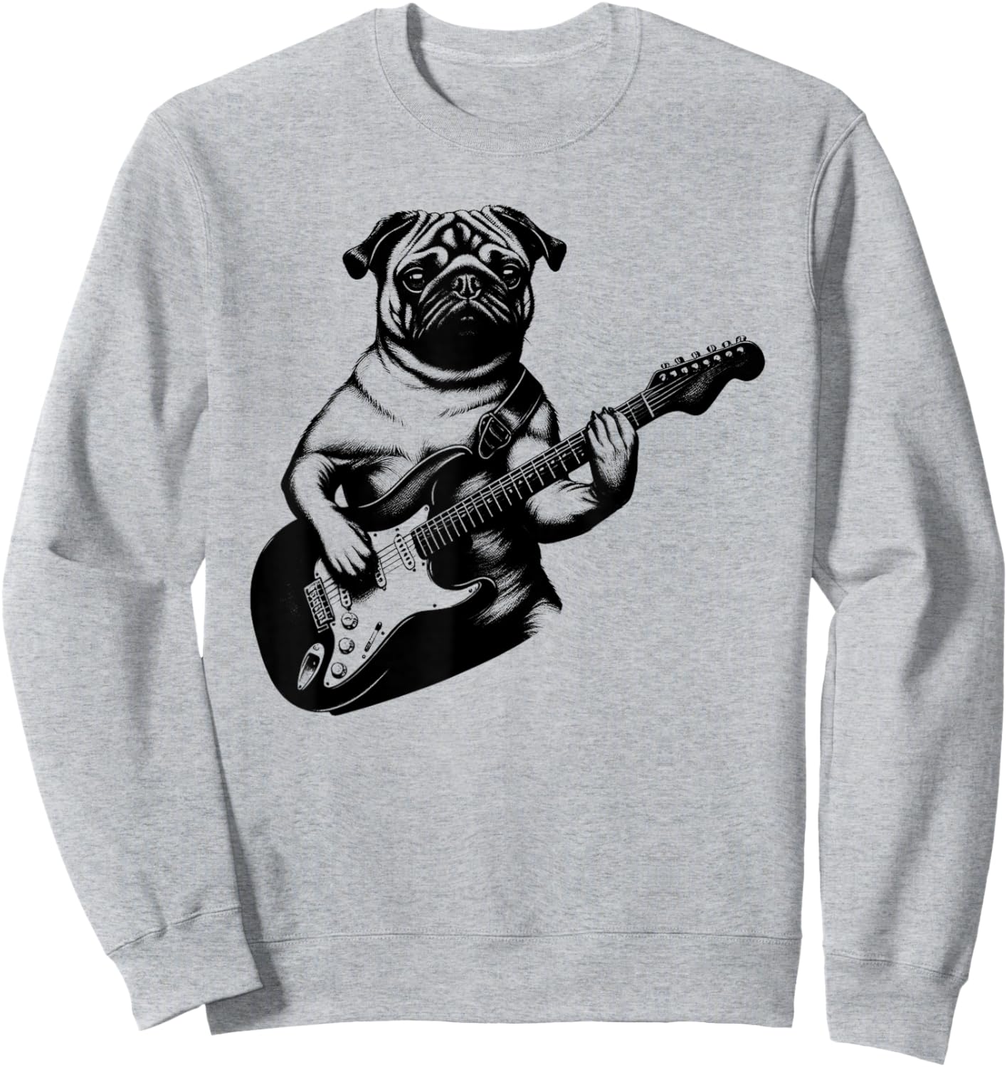 Pug Dog Playing Electric Guitar Rock Star Guitarist Sweatshirt - Sweatshirt | Ash