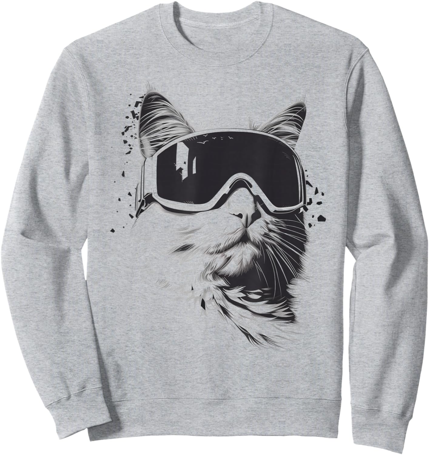 Ski Snowboard Cat Goggles Winter Sports Snowboarder Skiing Sweatshirt - Sweatshirt | Ash