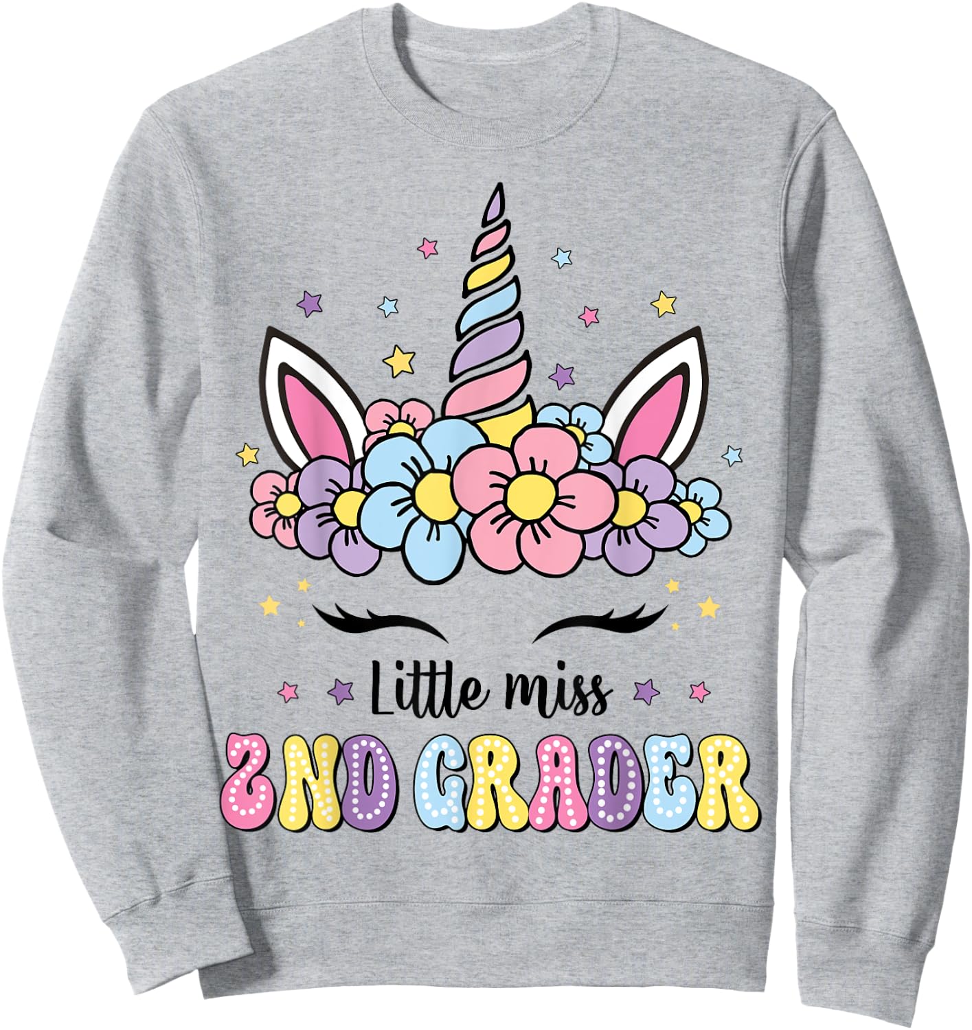 Little Miss 2nd Grade Grader Hello First Day Of School Girls Sweatshirt - Sweatshirt | Ash