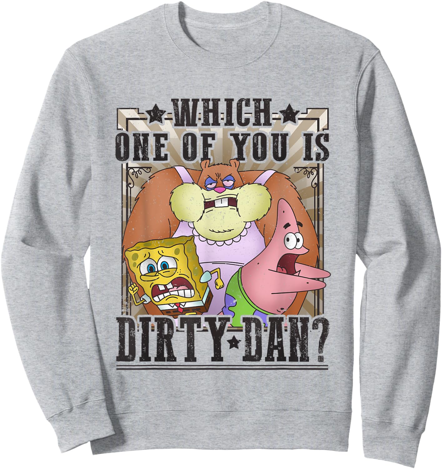 SpongeBob SquarePants Which One Of You Is Dirty Dan? Vintage Sweatshirt - Sweatshirt | Ash