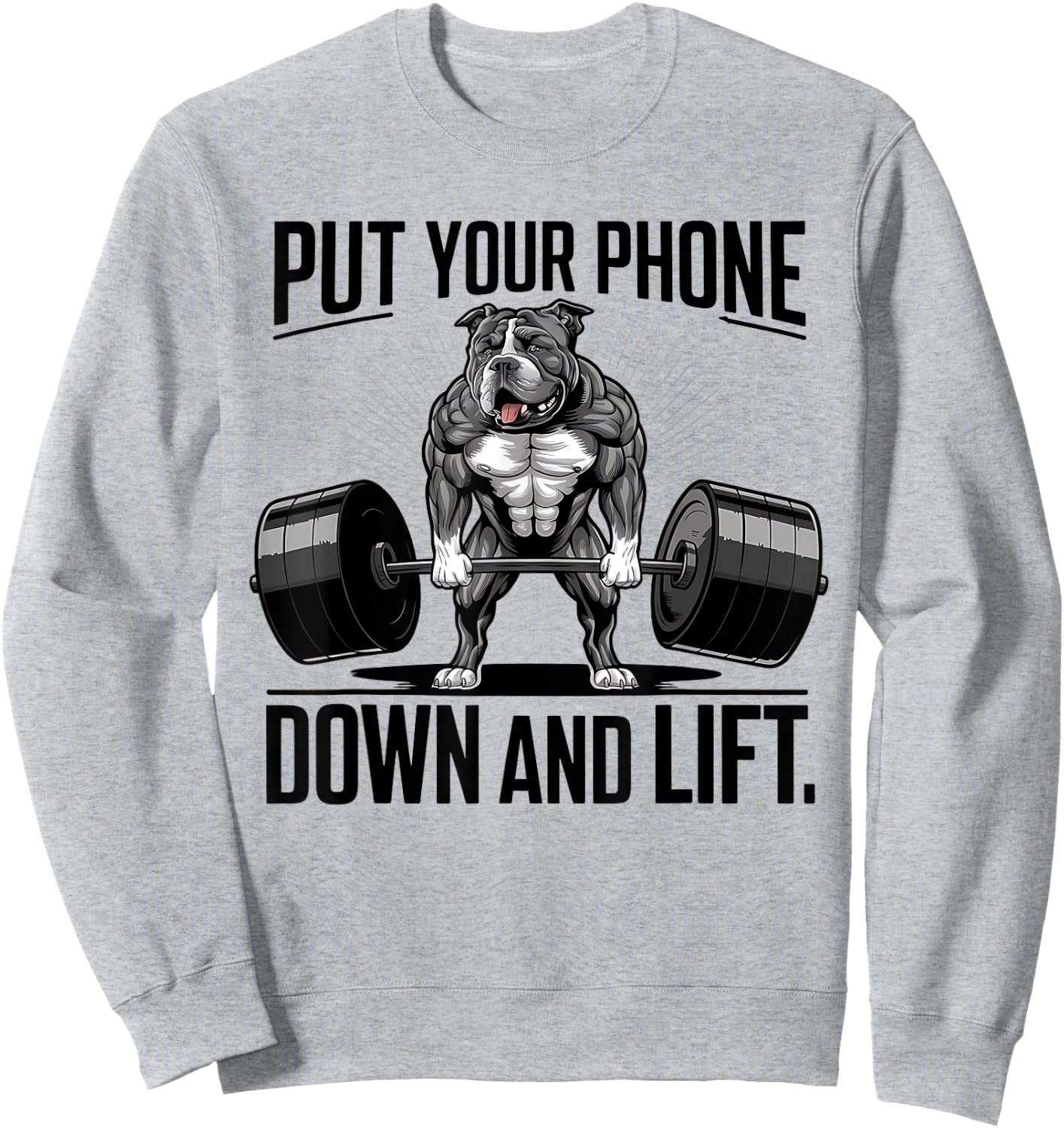 Put Your Phone Down And Lift funny dog Men Women Sweatshirt - Sweatshirt | Ash