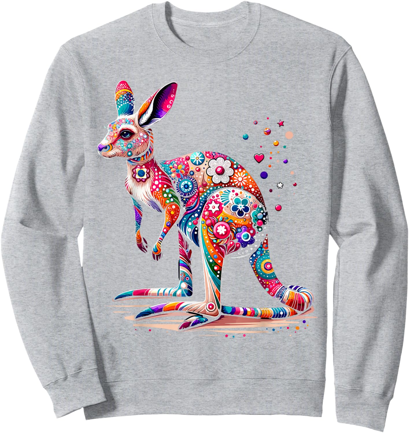 Hobicore Aesthetic Kangaroo Lover Shirt Colorful Kangaroo Sweatshirt - Sweatshirt | Ash
