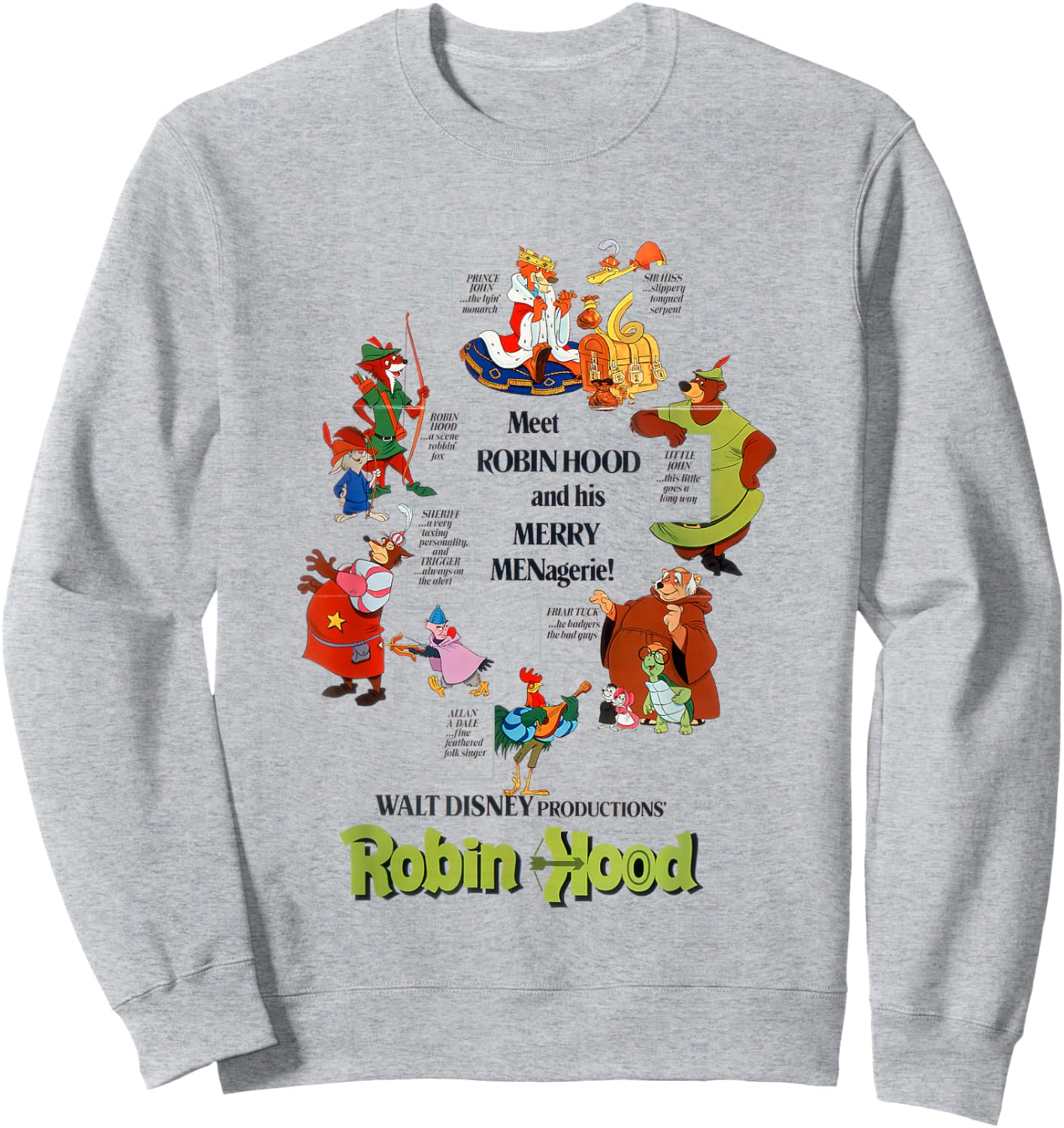 Disney Robin Hood Meet Robin Hood and His Merry Menagerie! Sweatshirt - Sweatshirt | Ash