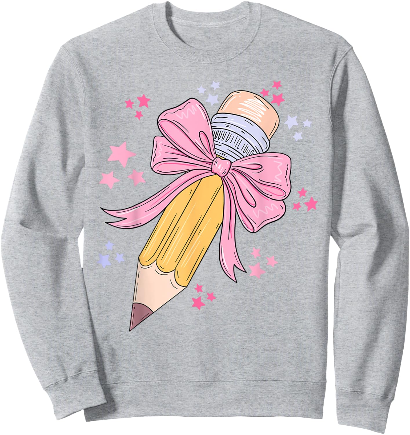 Pencil Coquette Bow Pink Back To School Teachers Girls Kids Sweatshirt - Sweatshirt | Ash