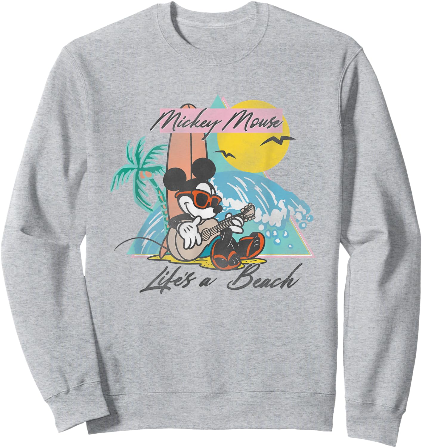Disney Mickey And Friends Mickey Mouse Life's A Beach Logo Sweatshirt - Sweatshirt | Ash