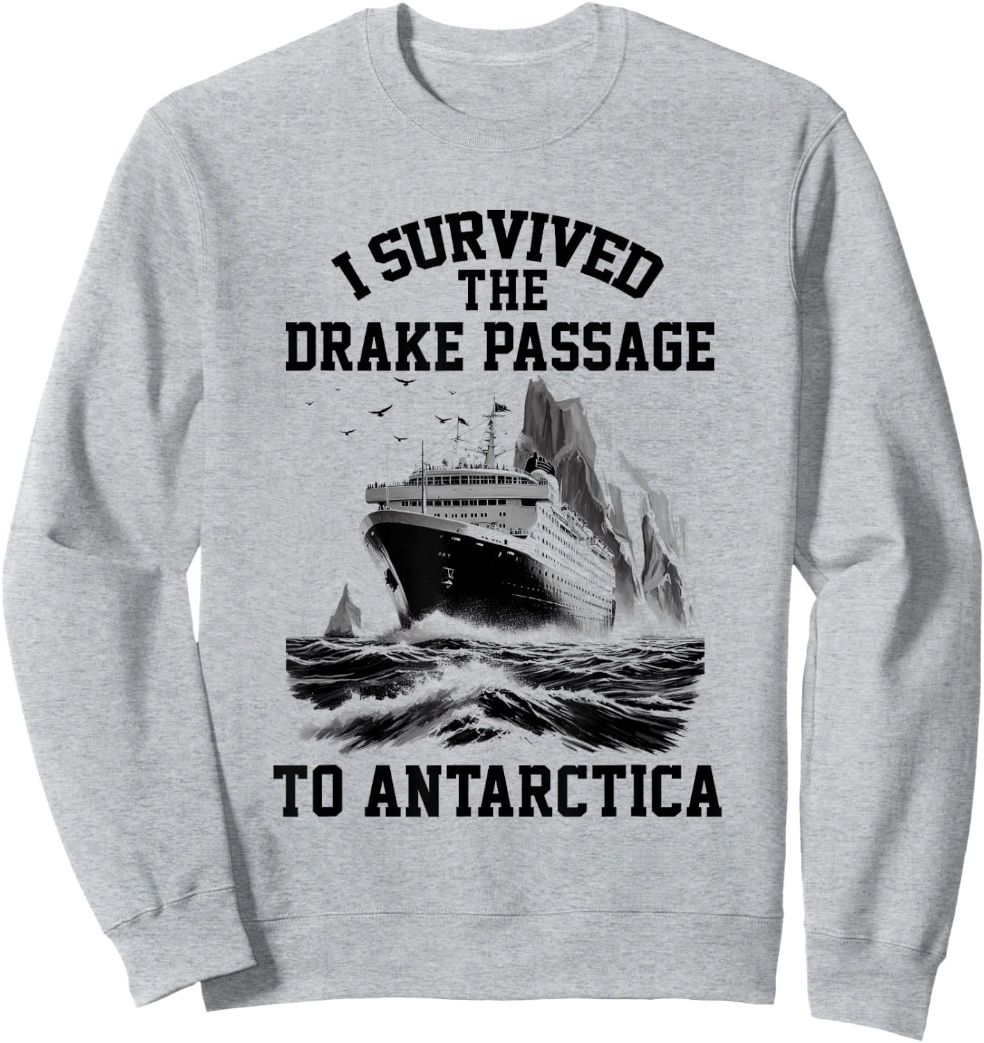 Retro Antarctica Cruise I Survived Drake Passage Antarctica Sweatshirt - Sweatshirt | Ash