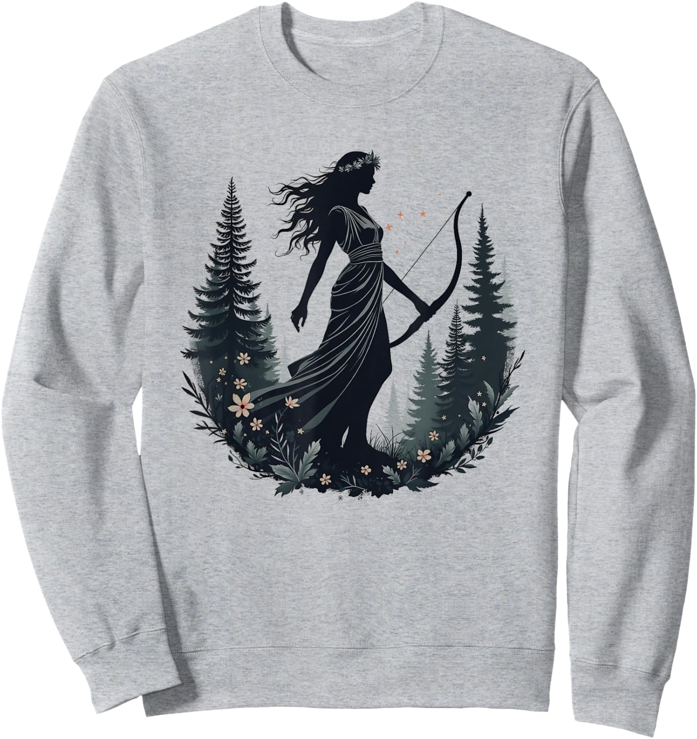 Agema Apparel Artemis Ancient Greek Goddess Greek Mythology Sweatshirt - Sweatshirt | Ash