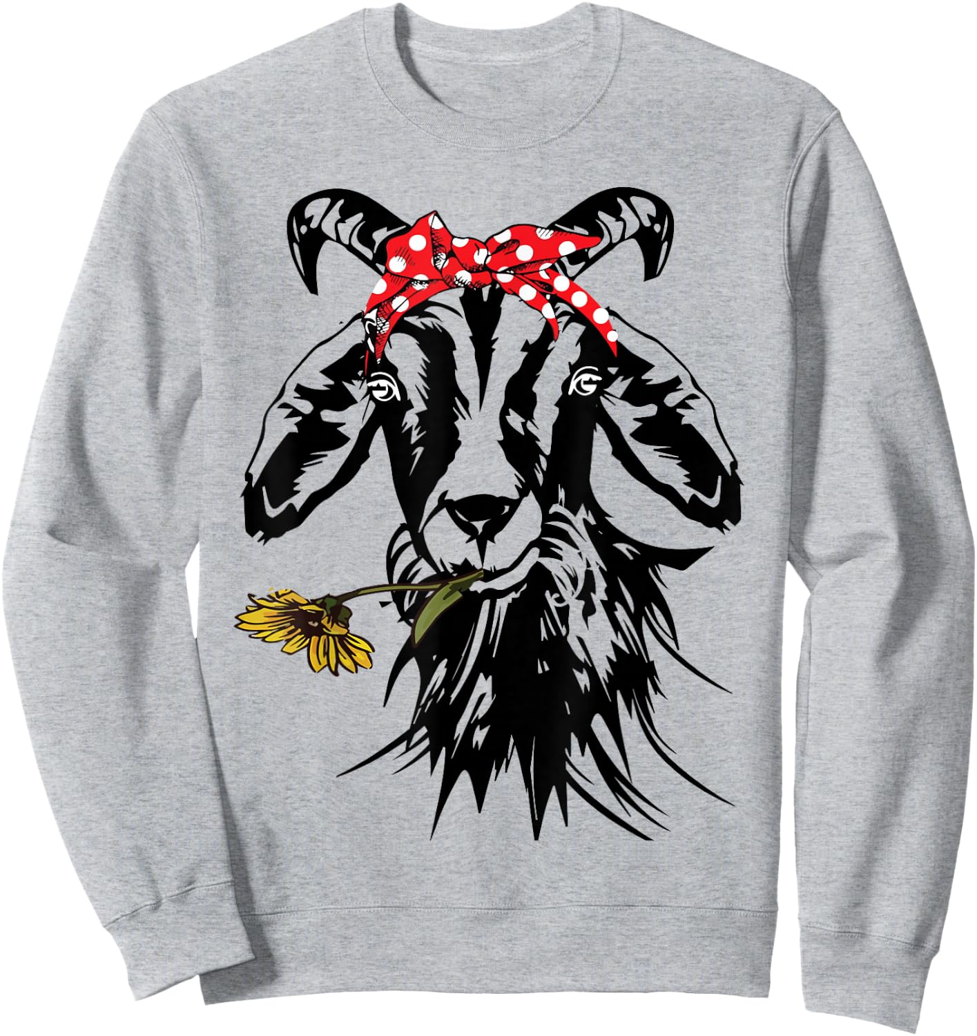 Women's Goats Bandana Farm Animal Lover Funny Goat Graphics Sweatshirt - Sweatshirt | Ash