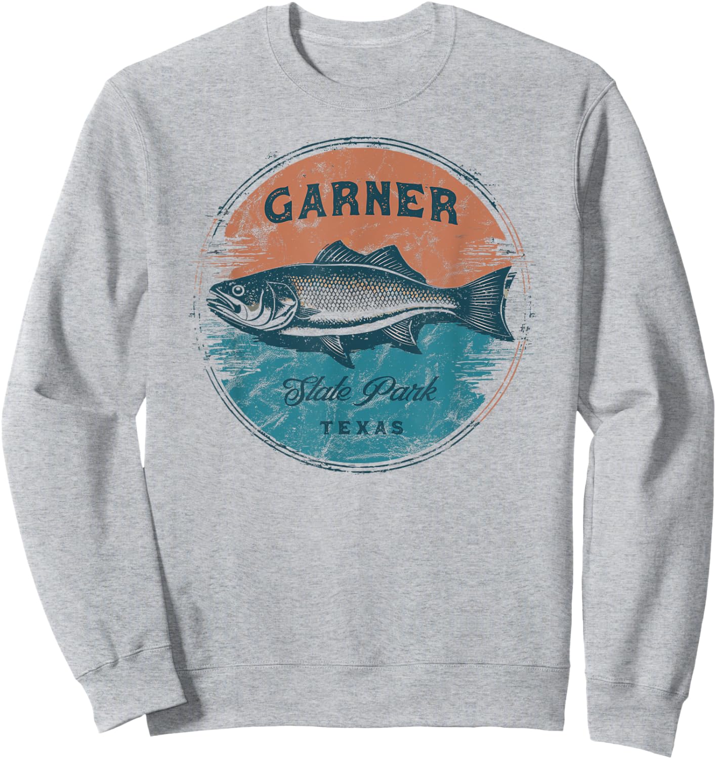 Garner State Park Texas Retro Vintage Fishing Sweatshirt - Sweatshirt | Ash