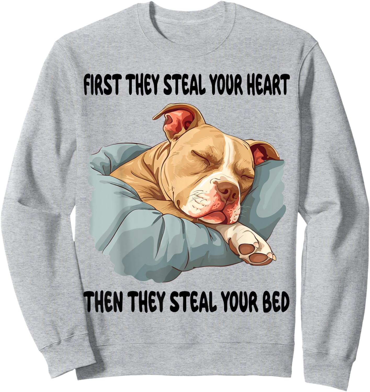Pitbull Sleeping Pajamas Nightgown Sweatshirt - Sweatshirt | Ash