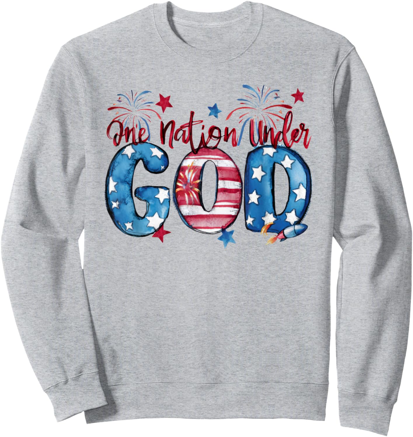 One Nation Under God, American, Happy Christian Woman Sweatshirt - Sweatshirt | Ash