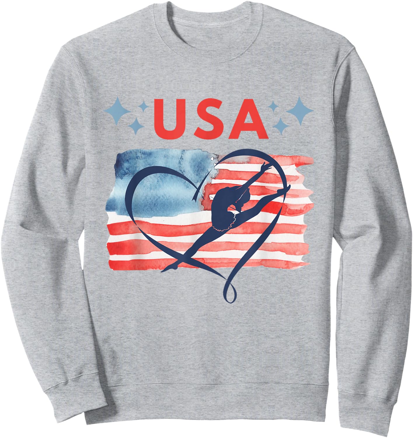 Patriotic American Flag Gymnastics Design for USA Gymnasts Sweatshirt - Sweatshirt | Ash