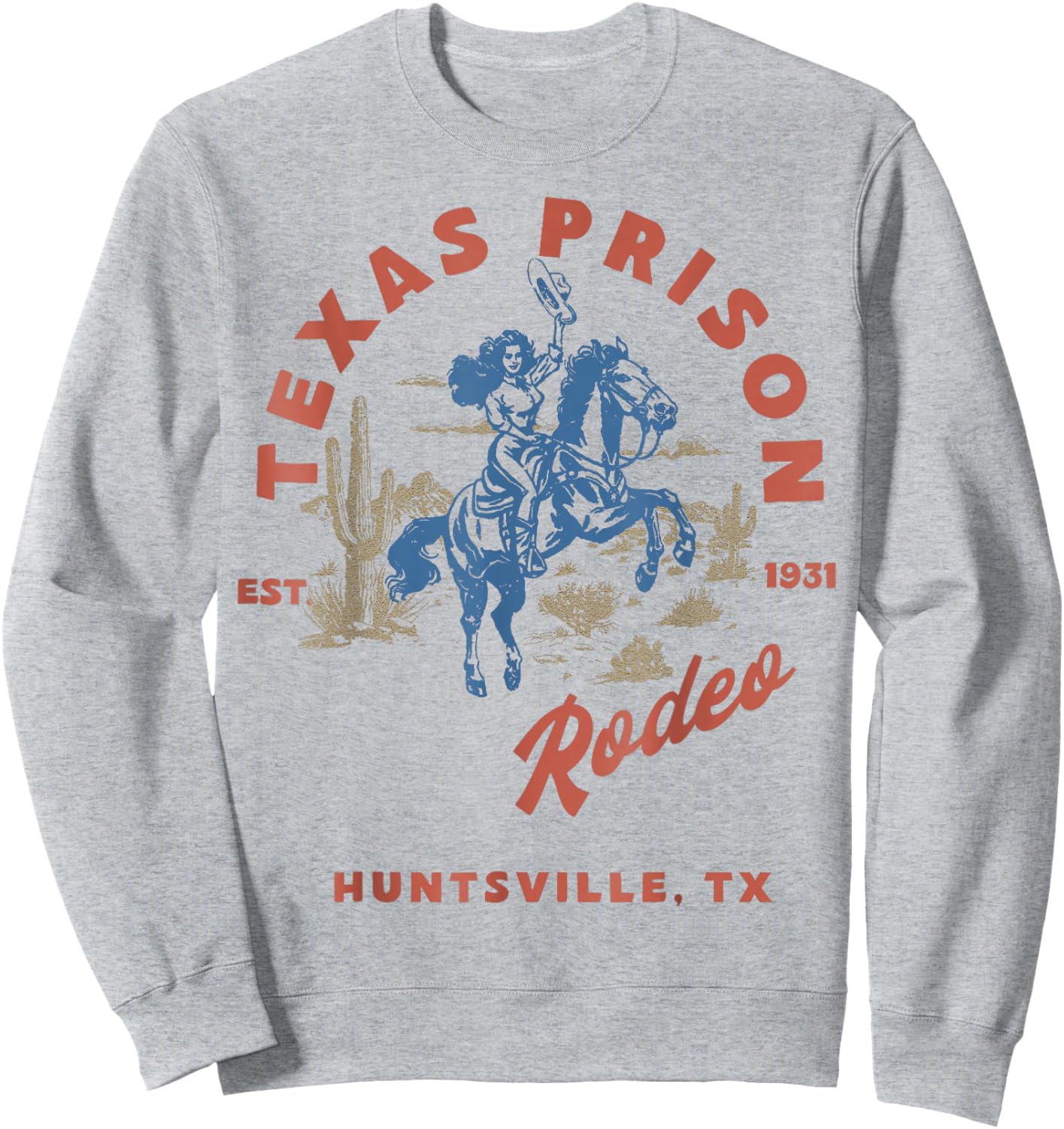 Texas Prison Rodeo Cowboy Western Sweatshirt - Sweatshirt | Ash