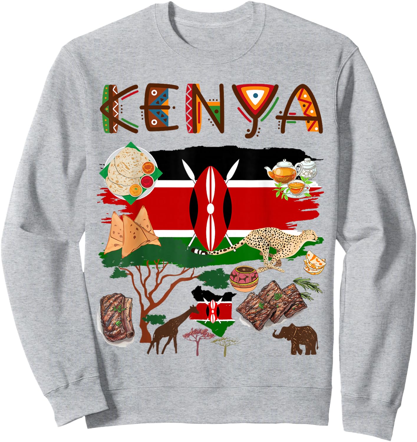 Kenya Flag Outfit Idea For Kids Kenya Food & Kenyan Flag Sweatshirt - Sweatshirt | Ash