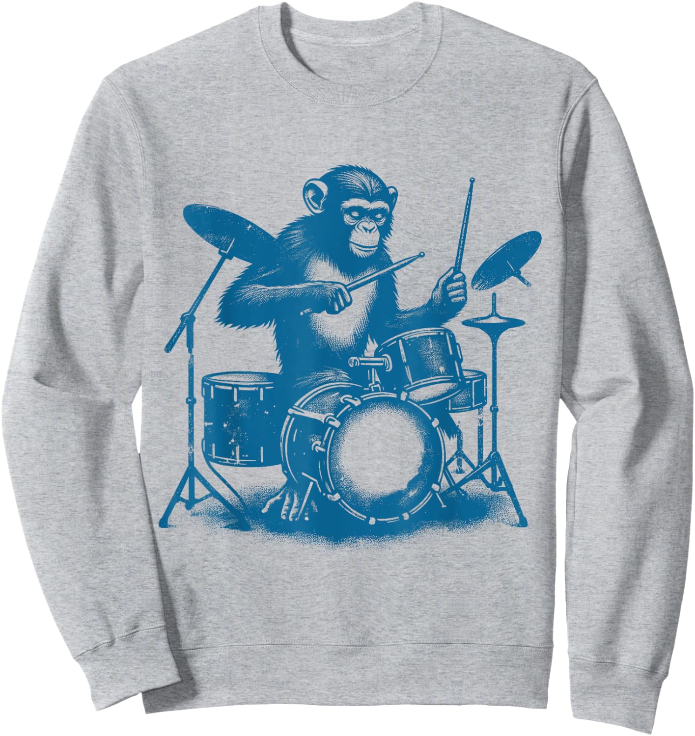 Who Love Drummer Drums Drums Drummer Monkey Playing Drums Vintage Art Monkey On Drums Sweatshirt - Sweatshirt | Ash