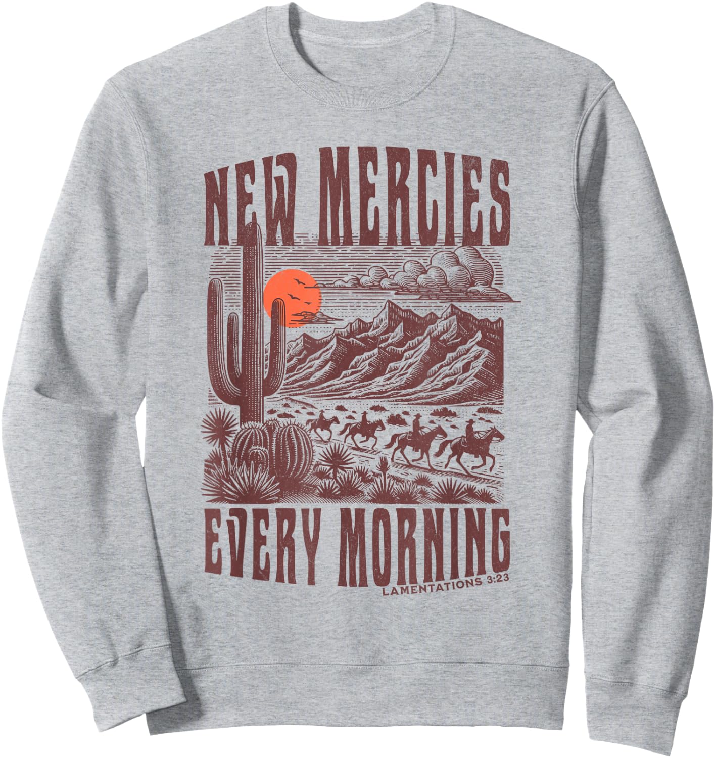 Boho Christian Bible Verse Trendy Jesus Southwest Cactus Sweatshirt - Sweatshirt | Ash