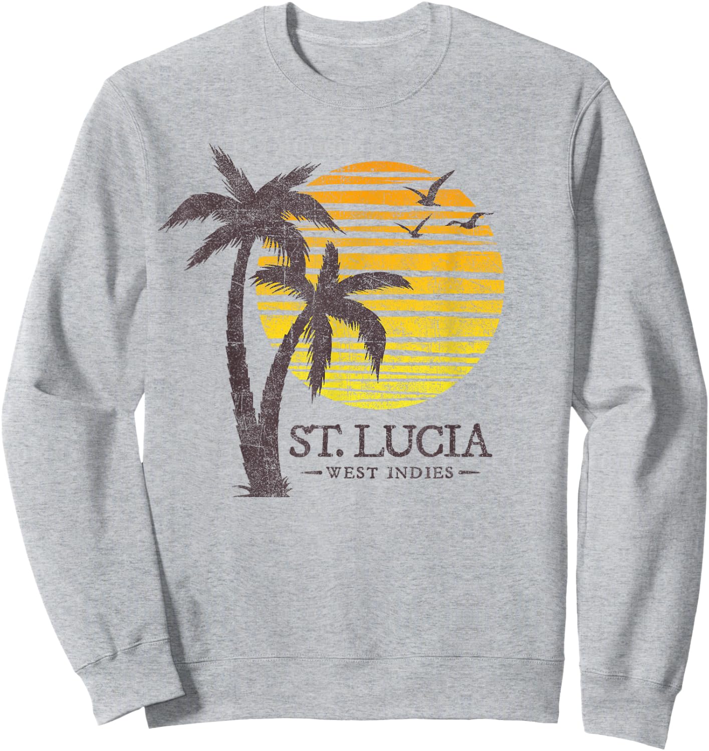 Retro St Lucia Beach Sunset Boys Girls Souvenir Sweatshirt - Sweatshirt | Ash