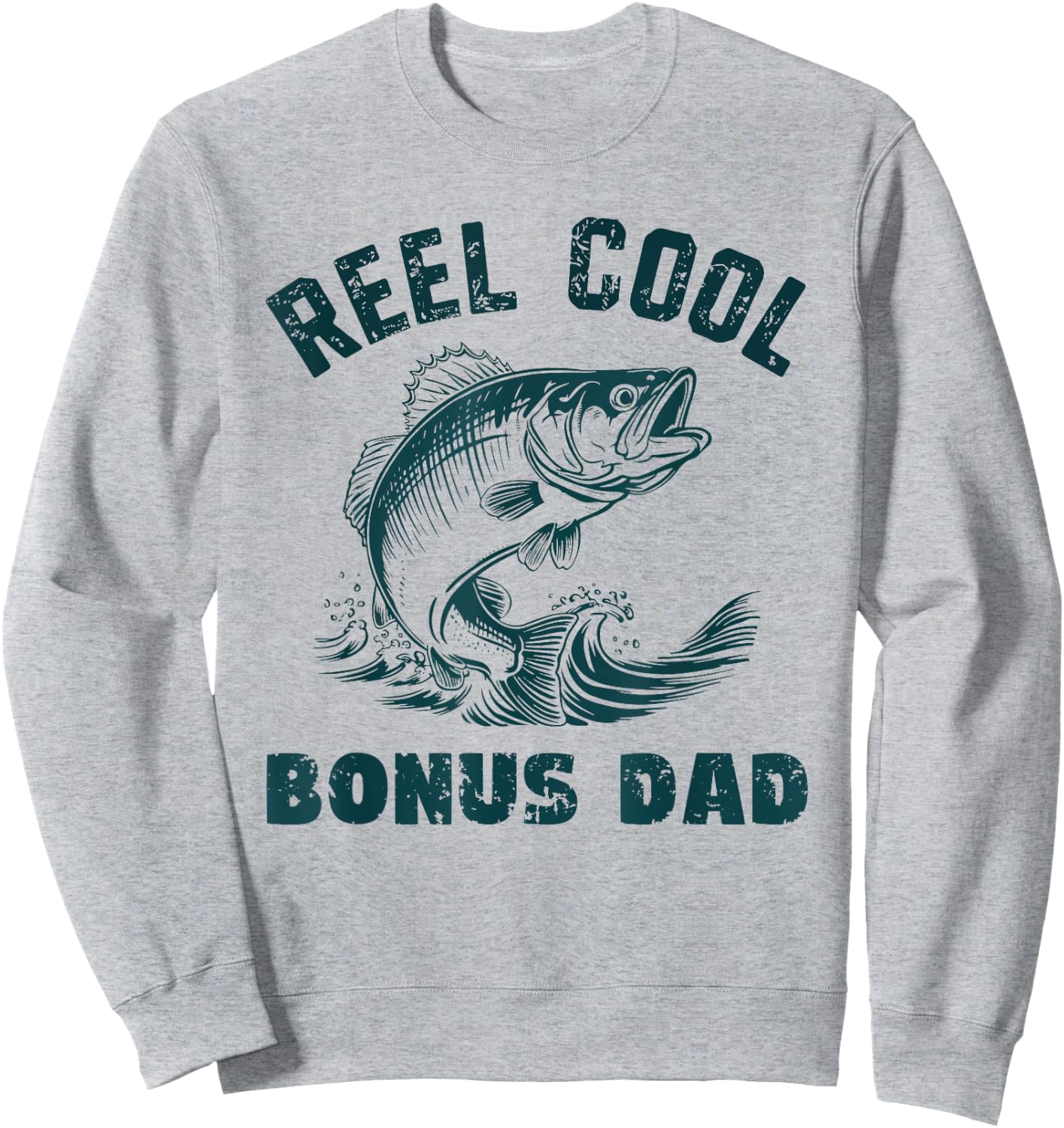 Reel Cool Bonus Dad Fishing Vintage Style Step-Dad StepDad Sweatshirt - Sweatshirt | Ash