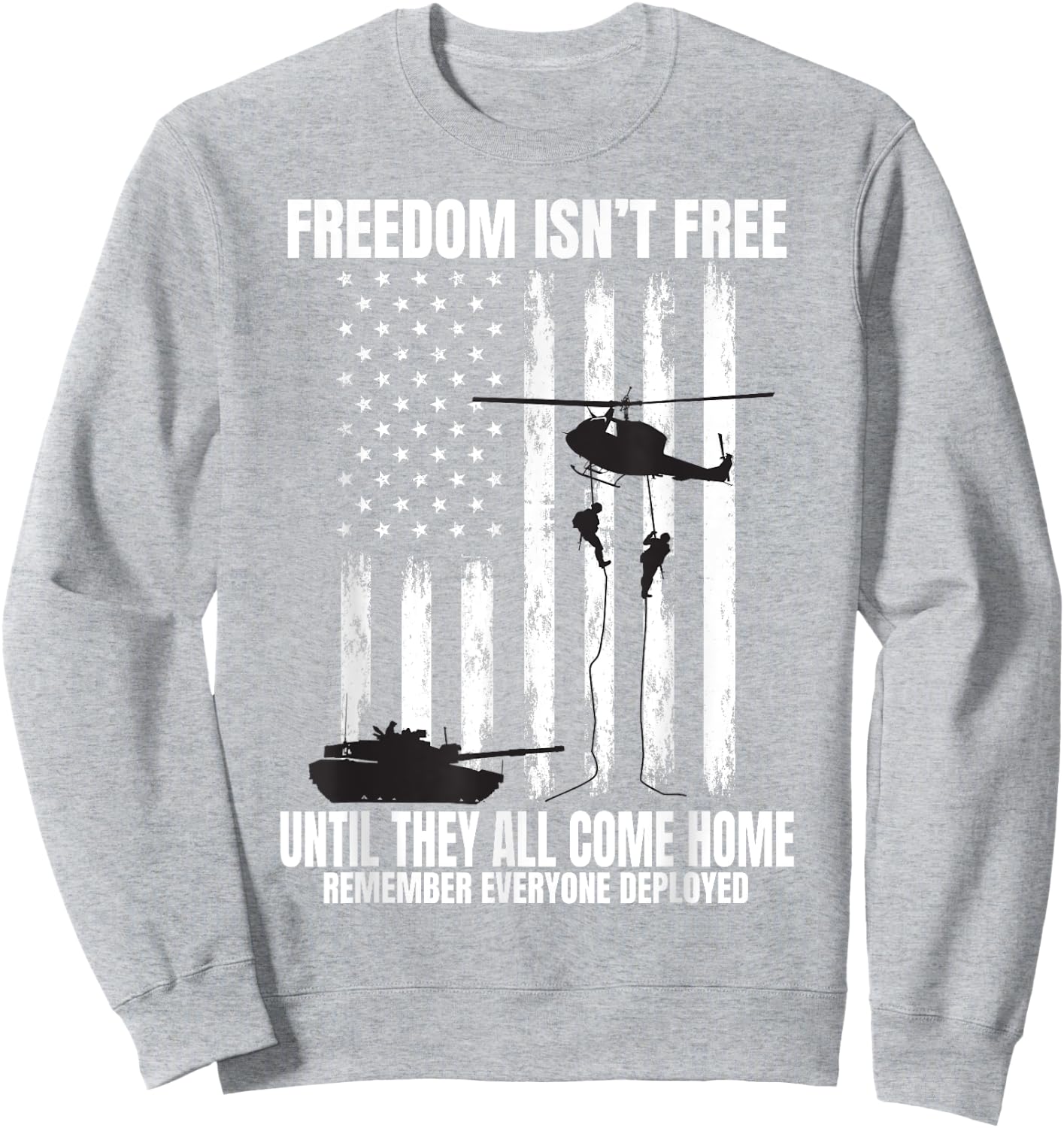 Remember Everyone Deployed Red Friday Military American Flag Women Kids Men Sweatshirt - Sweatshirt | Ash