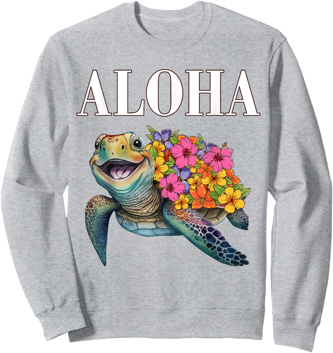Aloha Hawaii Hawaiian-Shirt Turtle Hibiscus Kids Girl Women Sweatshirt - Sweatshirt | Ash