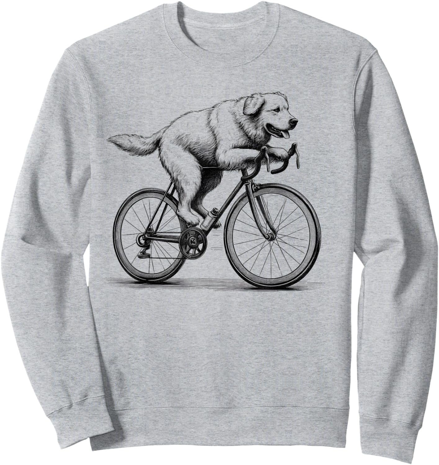 Golden Retriever Riding A Bike Bicycle Cycling Biker Lover Sweatshirt - Sweatshirt | Ash