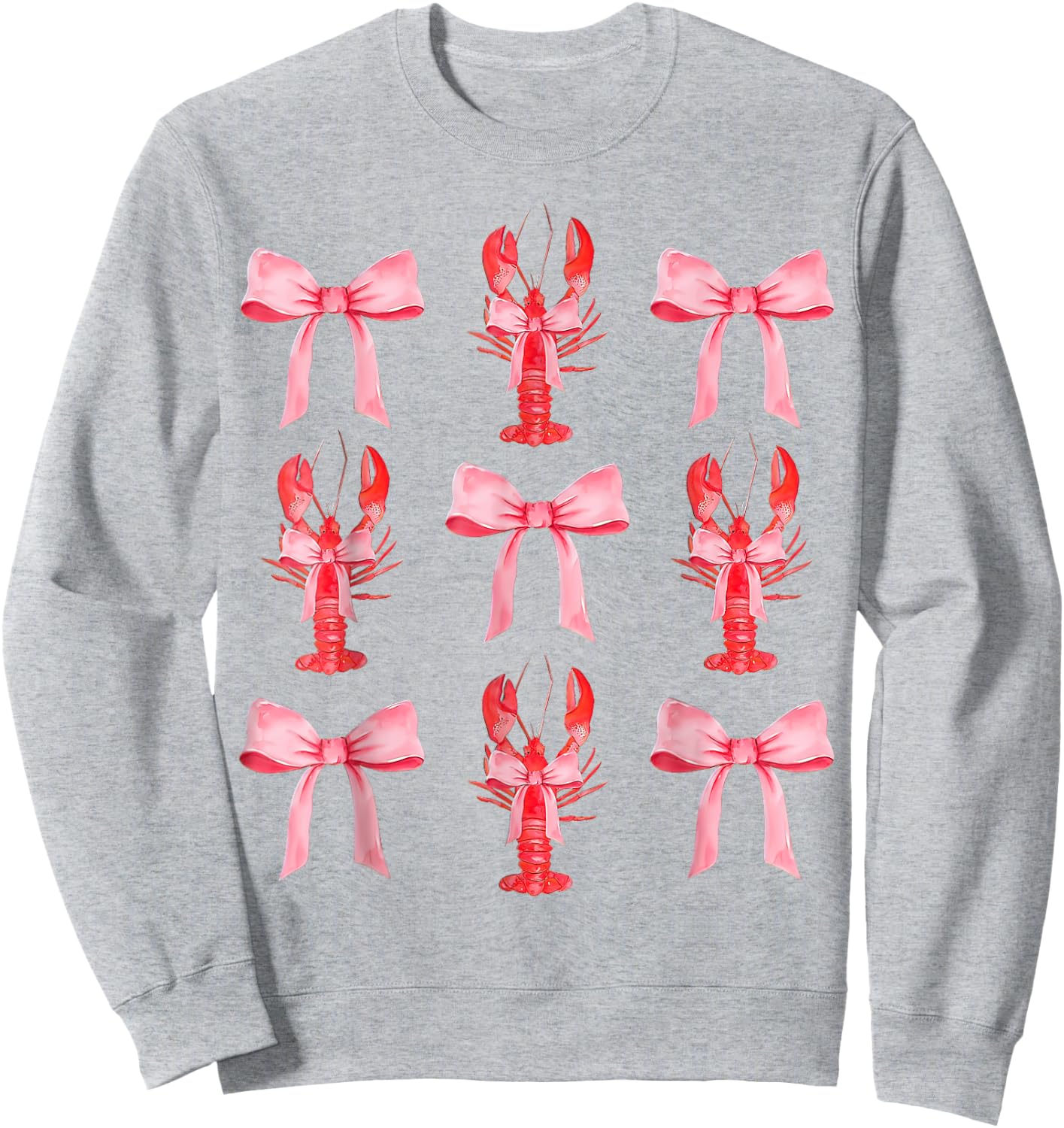 Pink Bow Cute Coquette Crawfish Clean Girl Aesthetic Sweatshirt - Sweatshirt | Ash