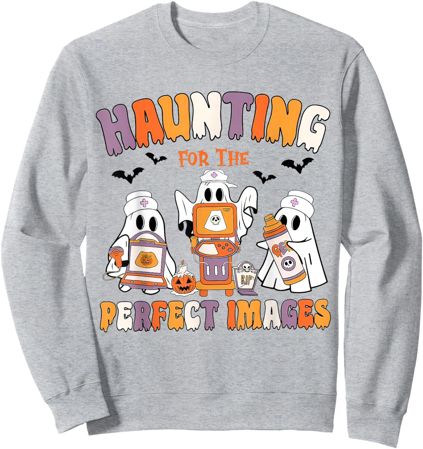 Halloween Sonographer, Ultrasound Tech Halloween, Echo Tech Sweatshirt - Sweatshirt | Ash
