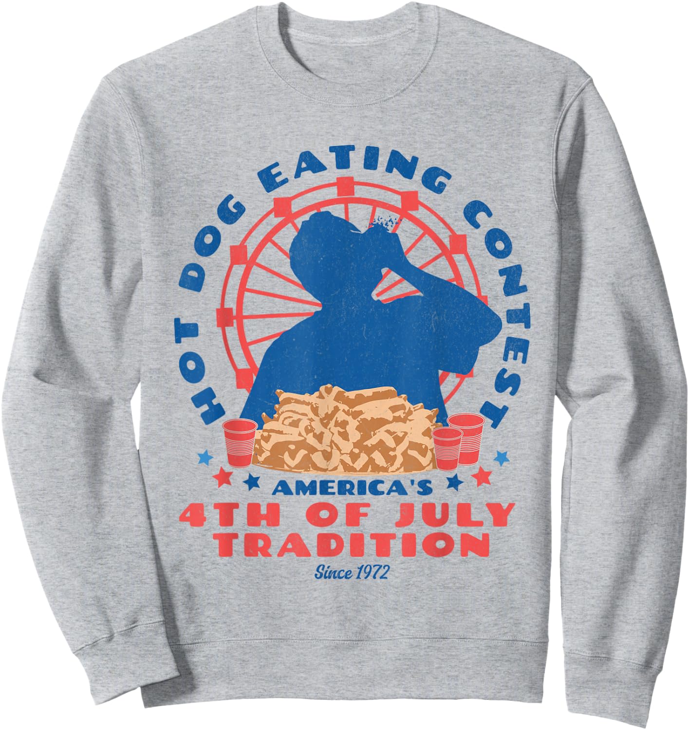 4th of July Tradition Hot Dog Eating Contest Funny Hot Dog Sweatshirt - Sweatshirt | Ash