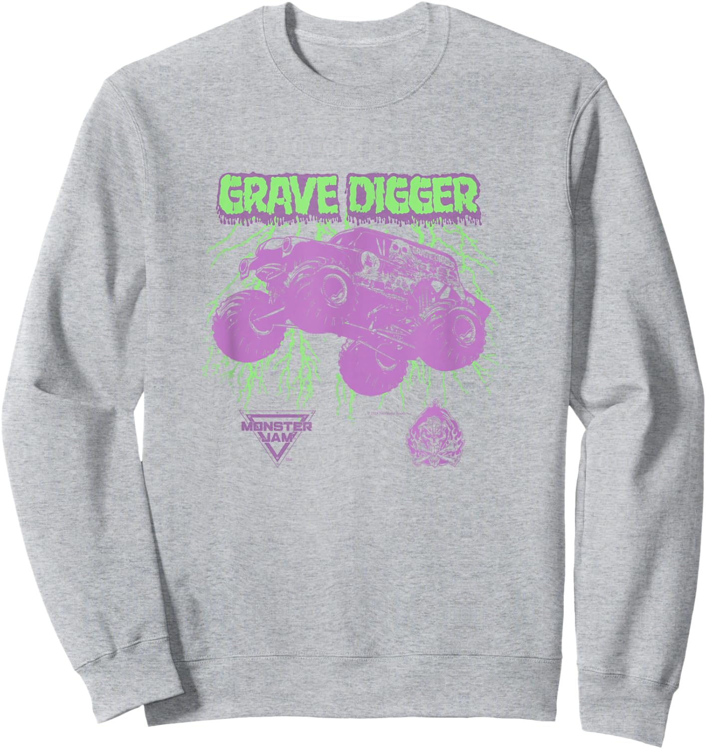 Monster Jam Grave Digger Green Lightning Sweatshirt - Sweatshirt | Ash