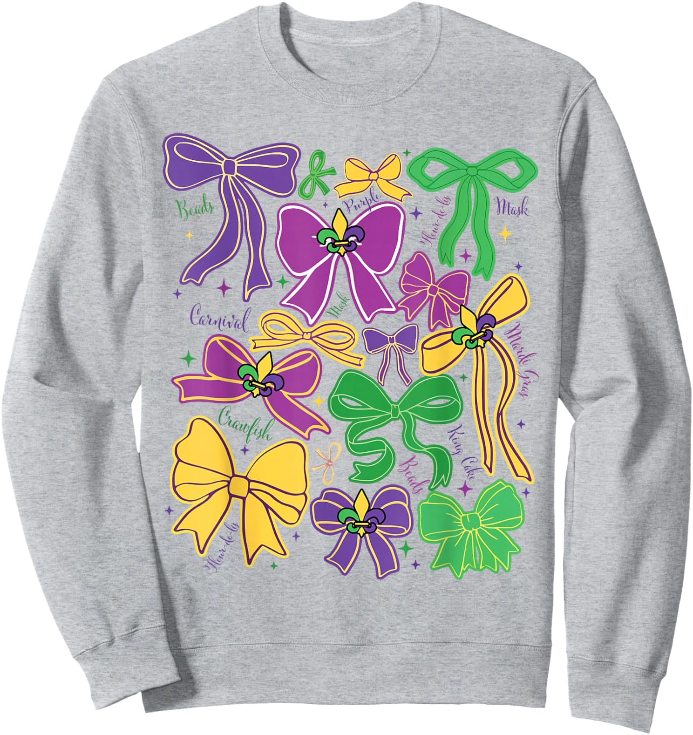 Mardi Gras Coquette Bow Louisiana Masked Women Kids Checkred Sweatshirt - Sweatshirt | Ash
