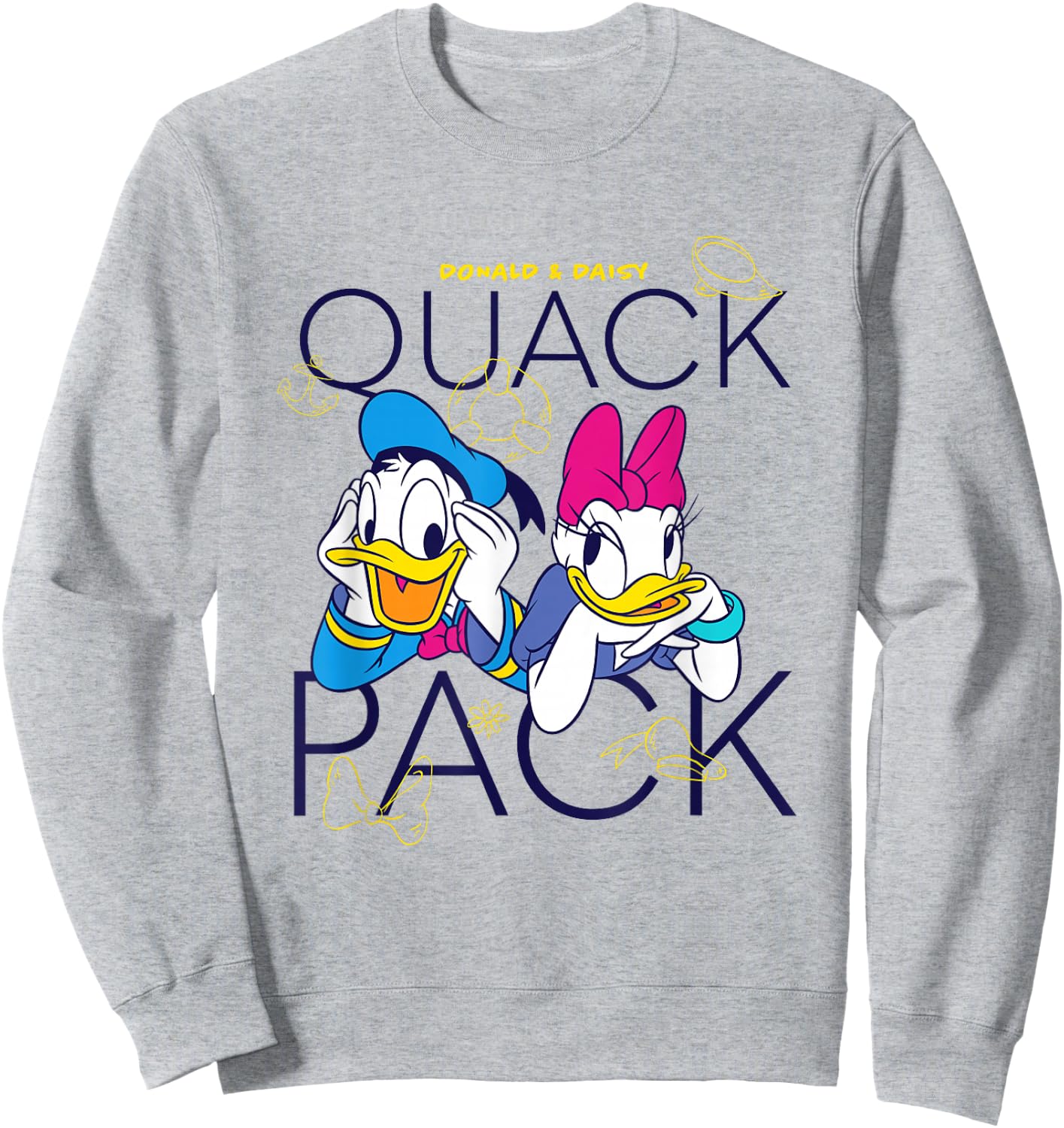 Disney Mickey and Friends Donald Daisy Quack Pack Chest Logo Sweatshirt - Sweatshirt | Ash