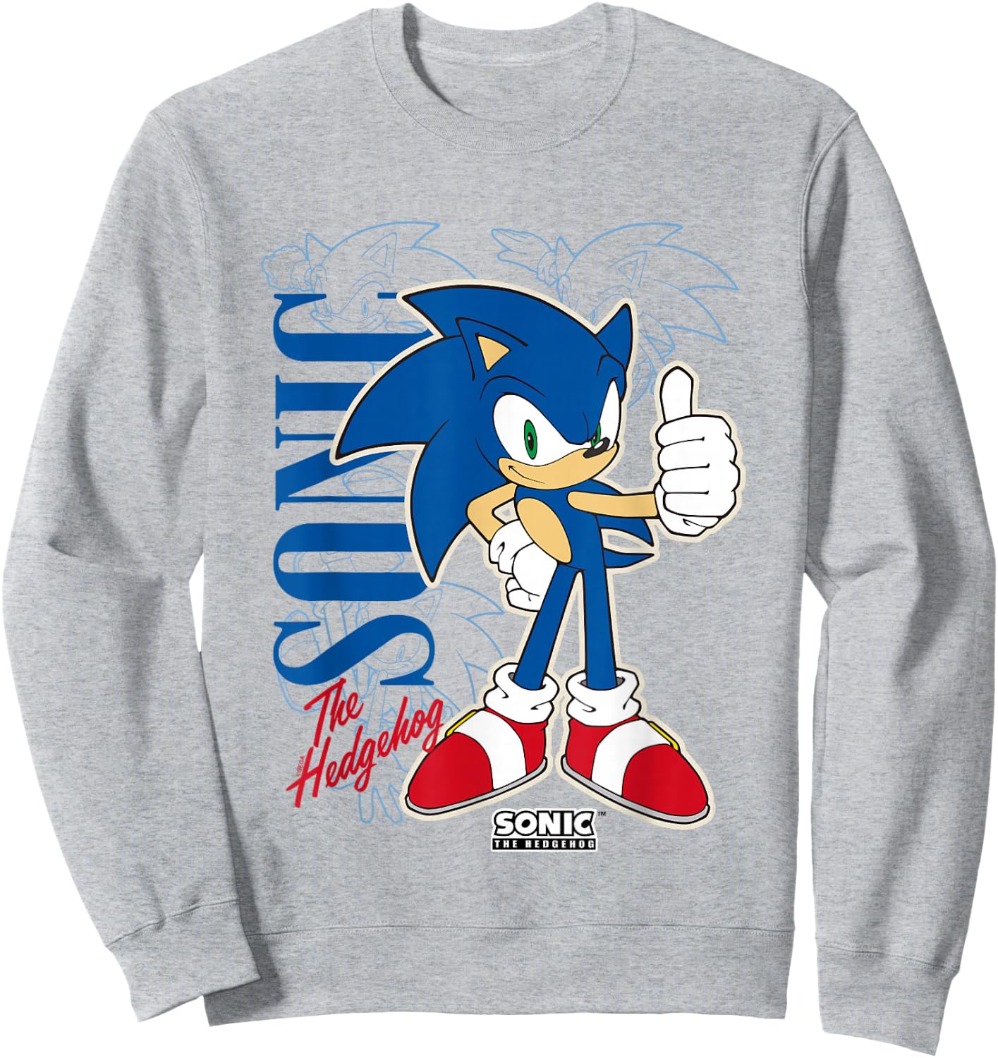 Sonic The Hedgehog Thumbs Up Retro Shot Sweatshirt - Sweatshirt | Ash