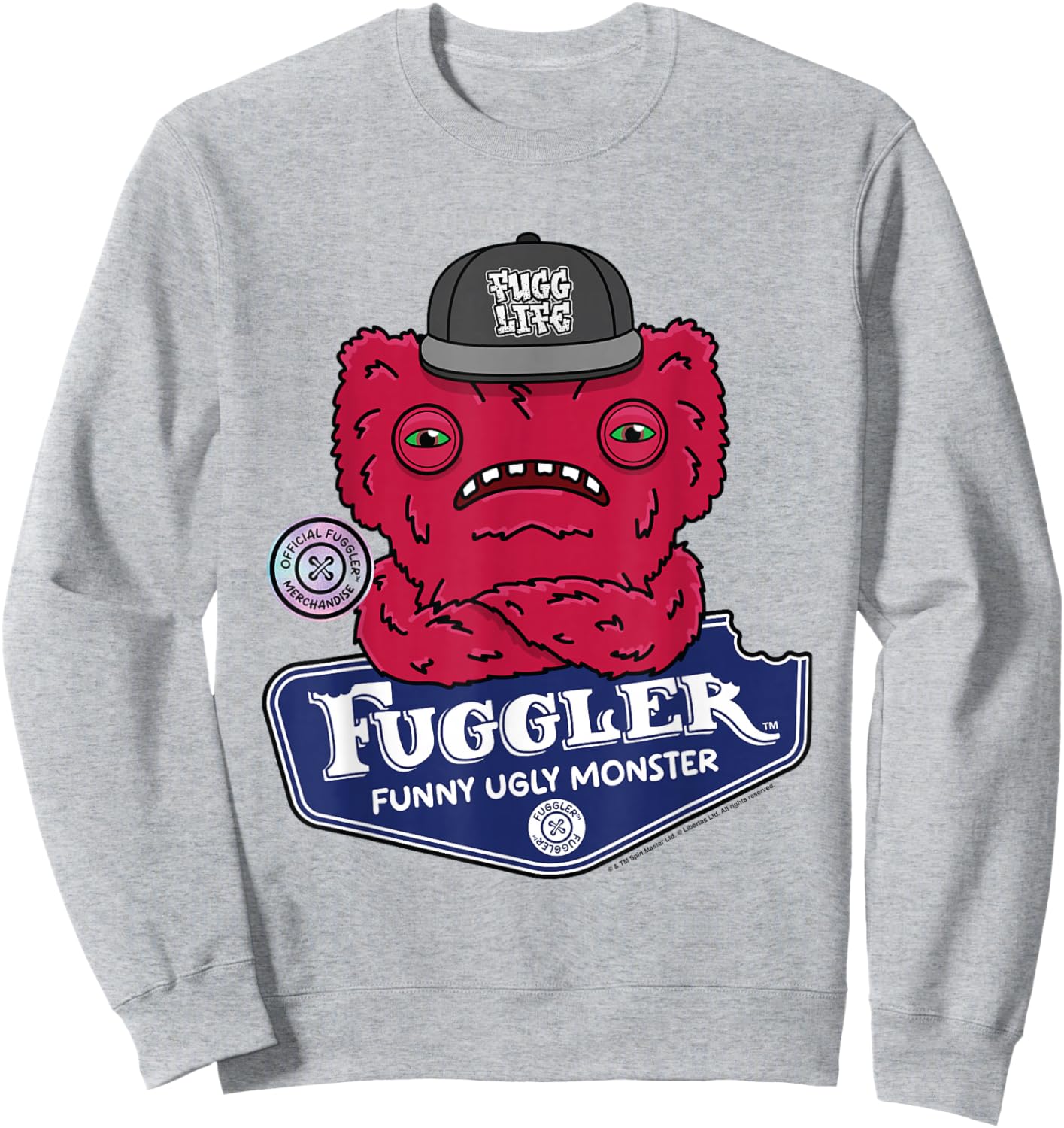 Fuggler -Adults , Grey, Small, Short Sleeve, Classic Fit, Cartoon Pattern, , Lightweight Sweatshirt - Sweatshirt | Ash