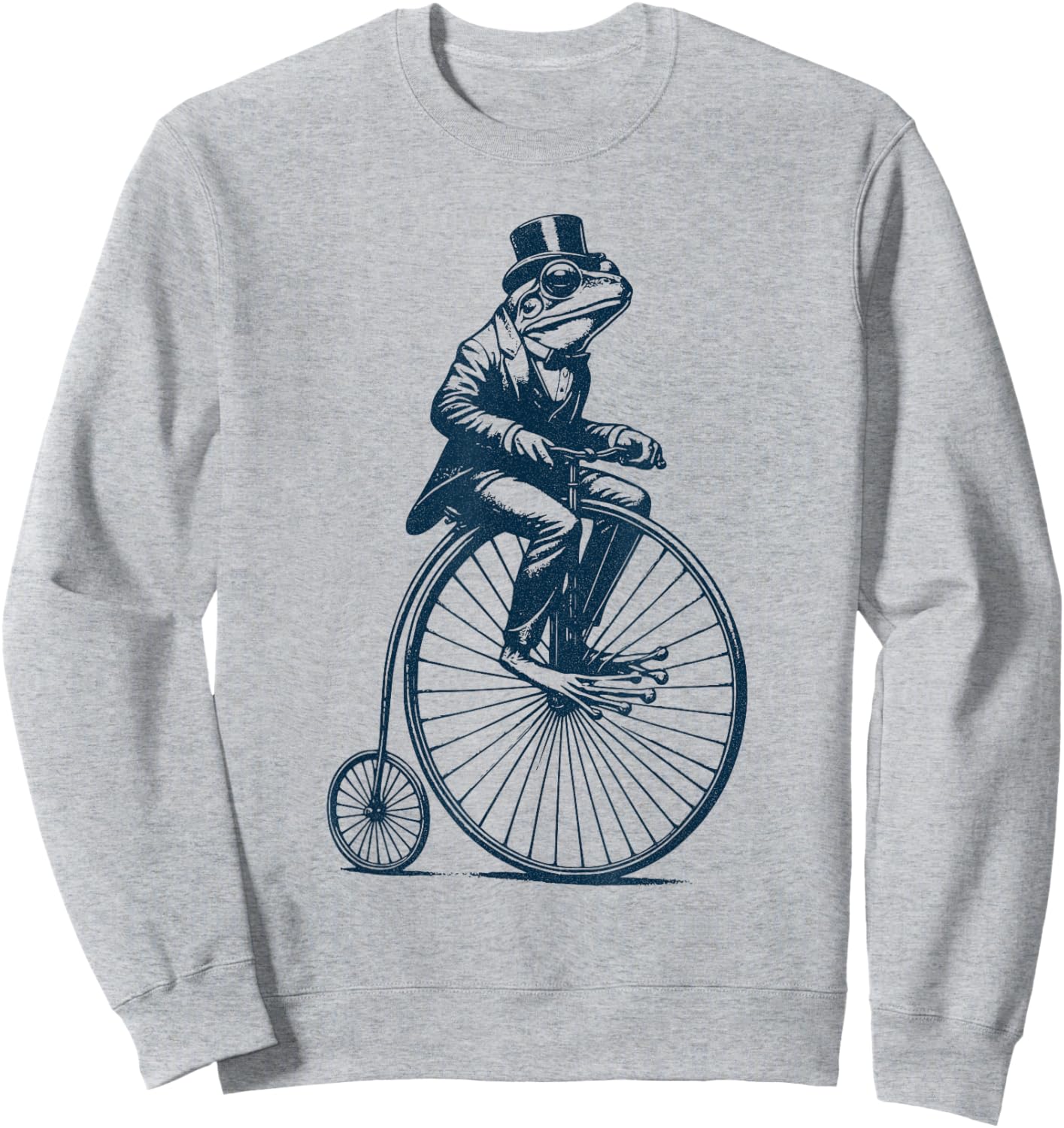 Dapper Frog riding a Vintage Penny-Farthing Bicycle Cyclist Sweatshirt - Sweatshirt | Ash