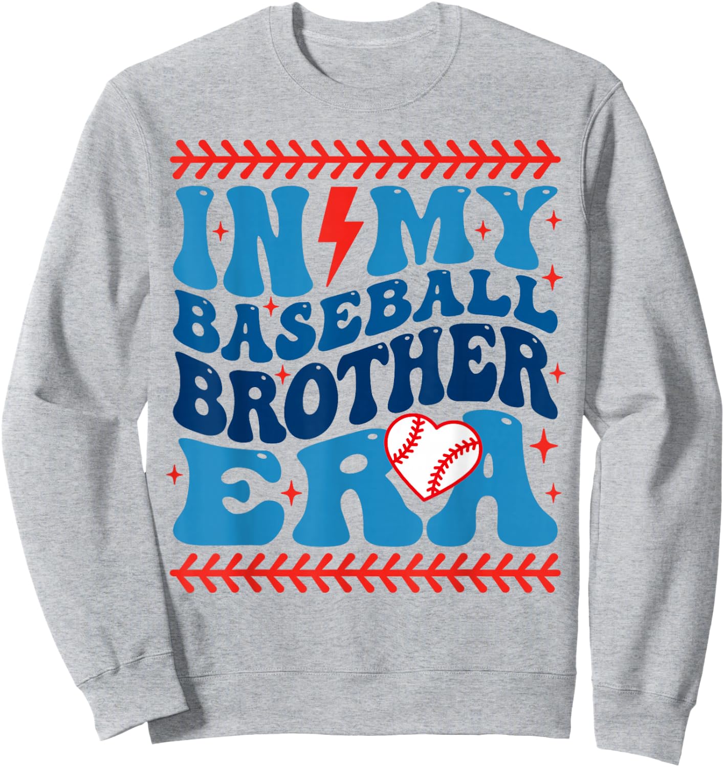 In My Baseball Brother Era Groovy Baseball Family Matching Sweatshirt - Sweatshirt | Ash
