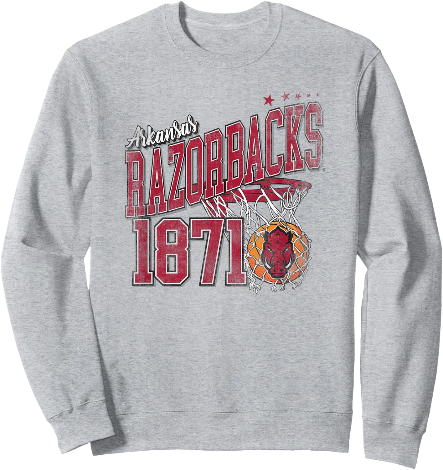 Campus Lab University of Arkansas Razorbacks 1871 Basketball Hoop Sweatshirt - Sweatshirt | Ash