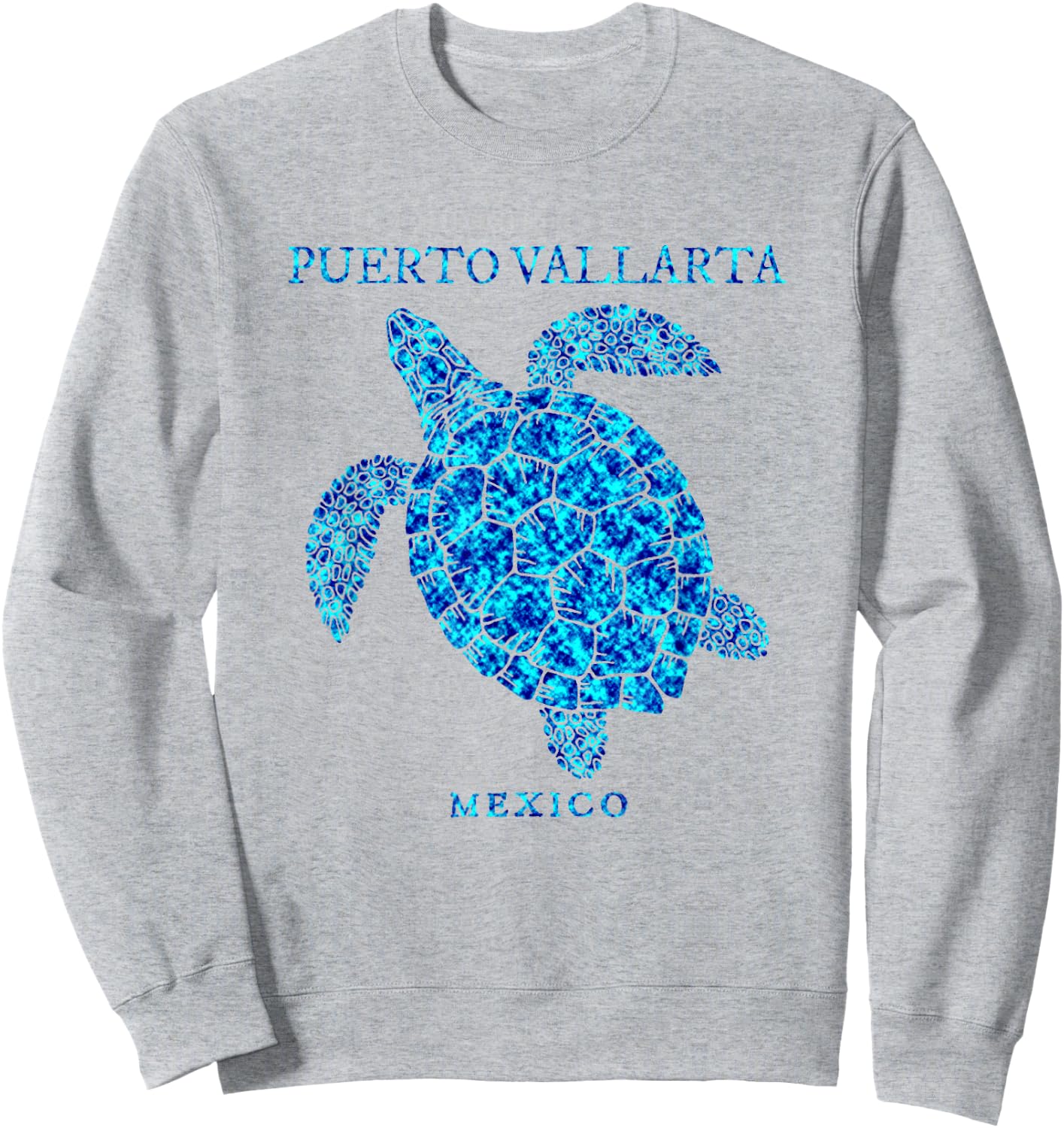 Puerto Vallarta Mexico Sea Turtle Colorful Cruise Souvenir Sweatshirt - Sweatshirt | Ash