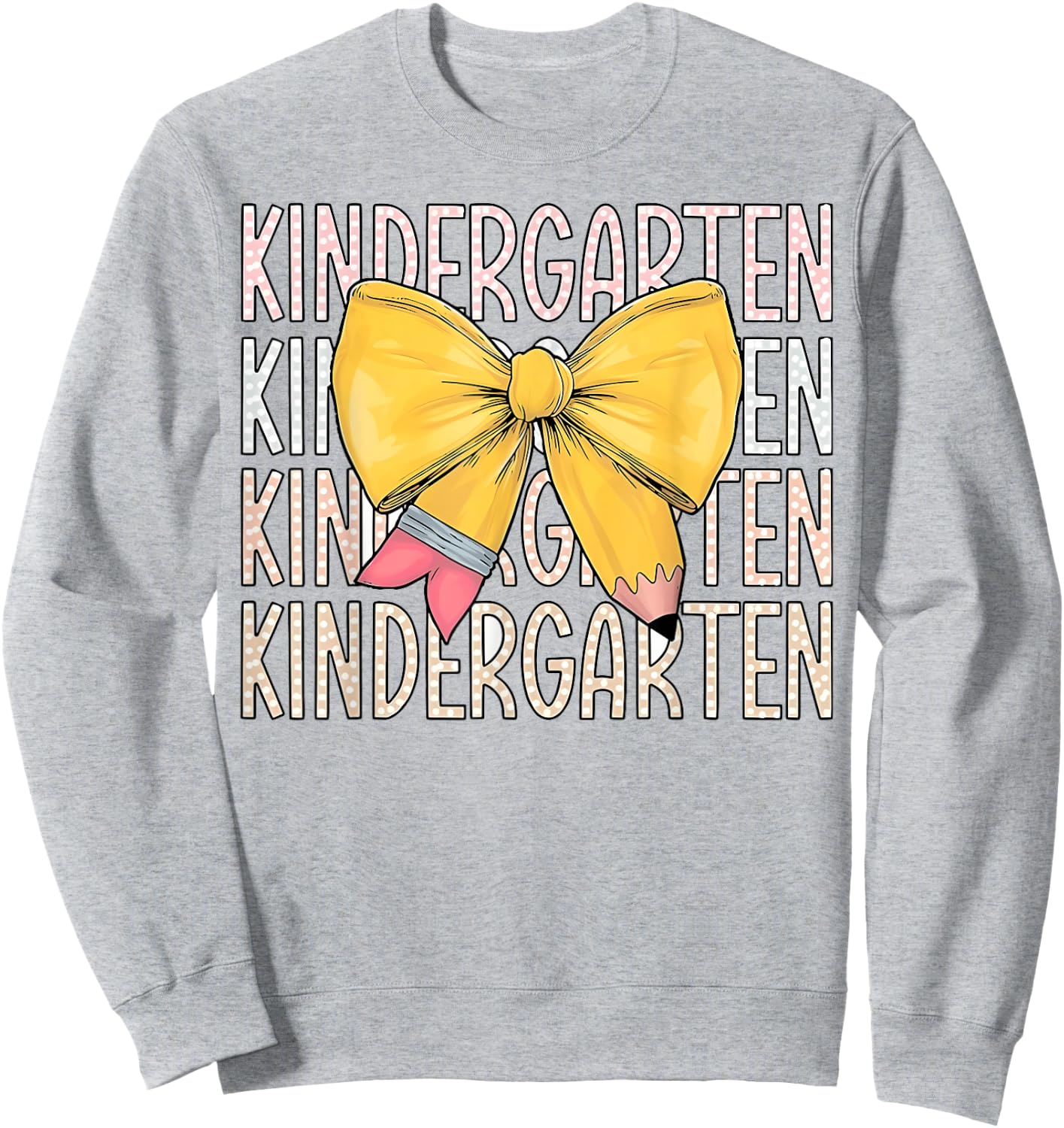 Hello Kindergarten Back To School Retro Cute Coquette Pencil Sweatshirt - Sweatshirt | Ash